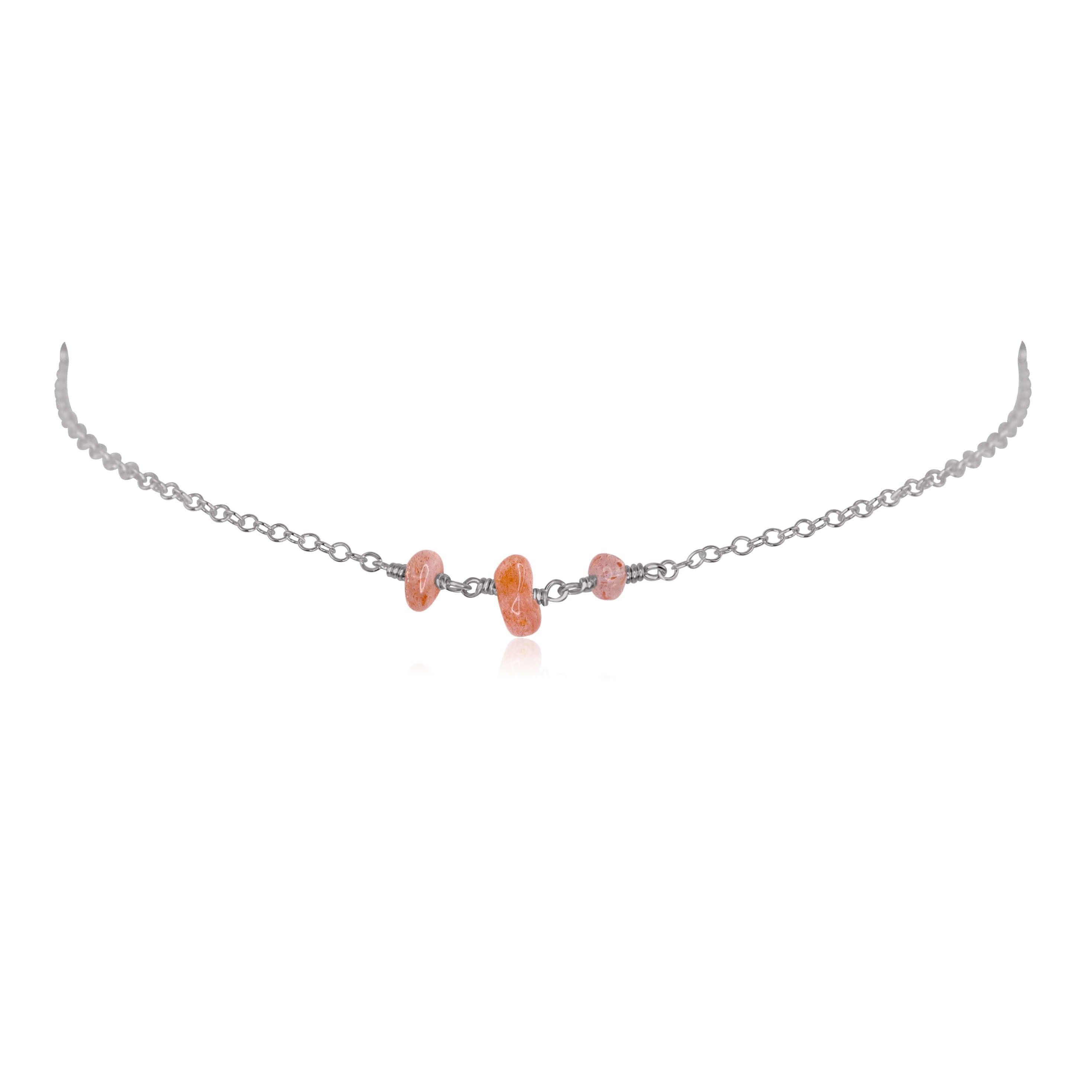 Sunstone Beaded Choker Necklace for Women - Boho Crystal Gemstone Jewelry - Perfect for Parties, Weddings & Everyday Wear