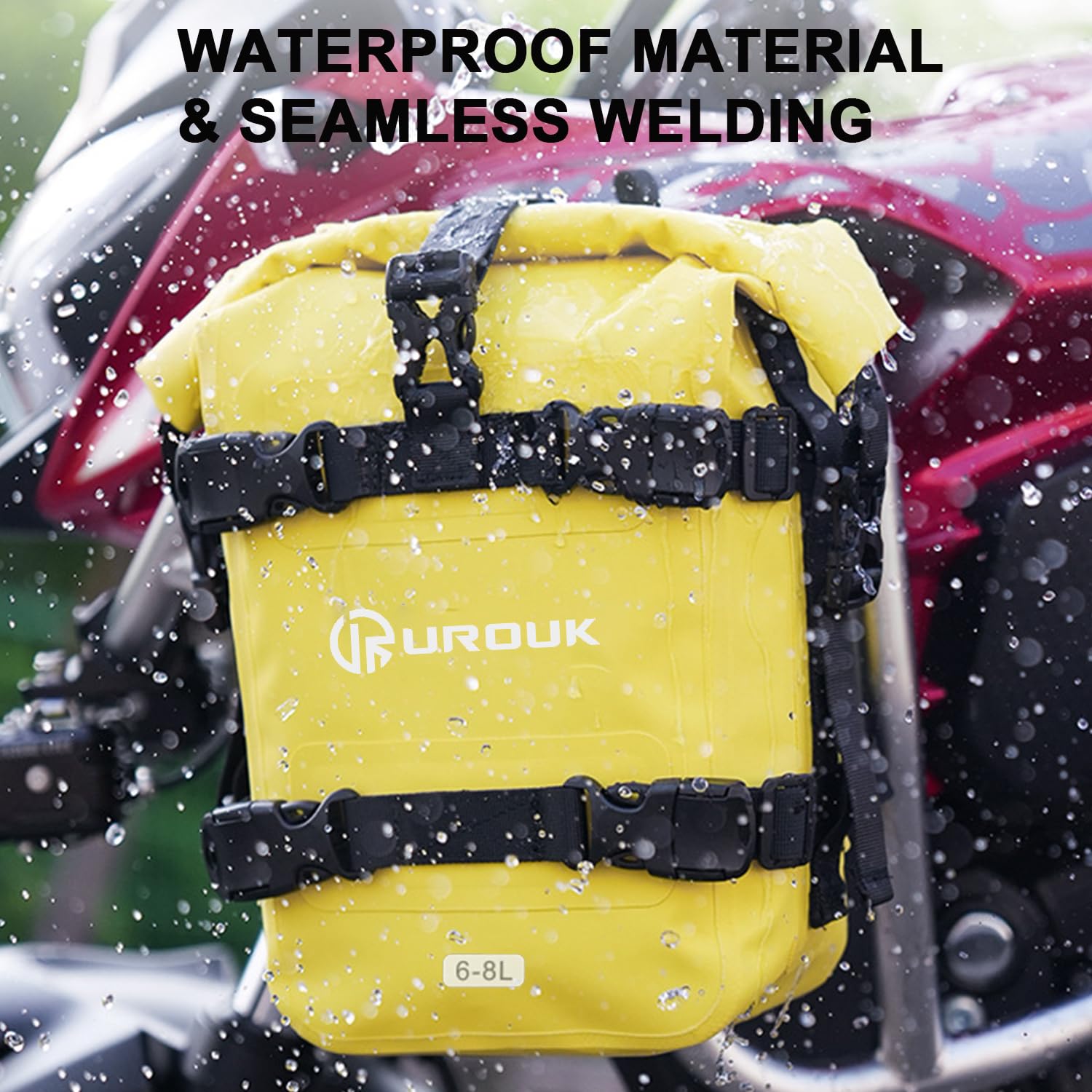 6-8L Waterproof Motorcycle Crash Bar Bag with Adjustable Shoulder Strap - Durable Storage for Riding Gear, Tools & Essentials - Perfect for Adventure Touring, Commuting & Road Trips