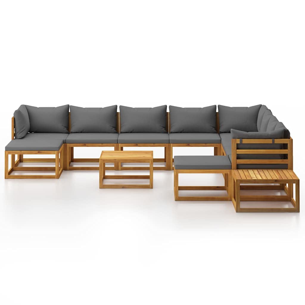 12-Piece Patio Furniture Sectional Set - Outdoor Garden Lounge Sofa with 2 Coffee Tables & 2 Footrests - Acacia Wood Conversation Set for Backyard, Deck, Poolside - Water-Resistant Cushions Included (Perfect for Outdoor Entertaining & Relaxation)