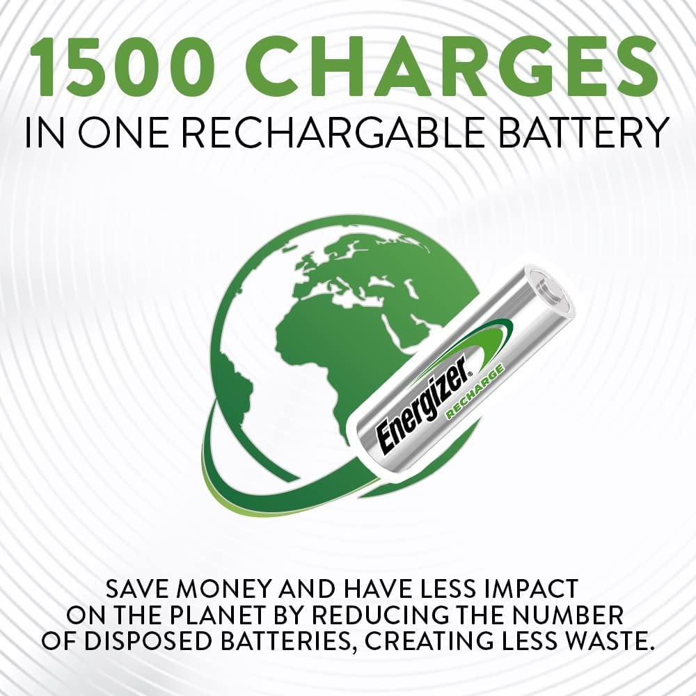 Energizer Rechargeable AA Batteries (8-Pack) & 9V Battery (1-Pack) Bundle - Long Lasting Power for Toys, Cameras, Flashlights and Electronics