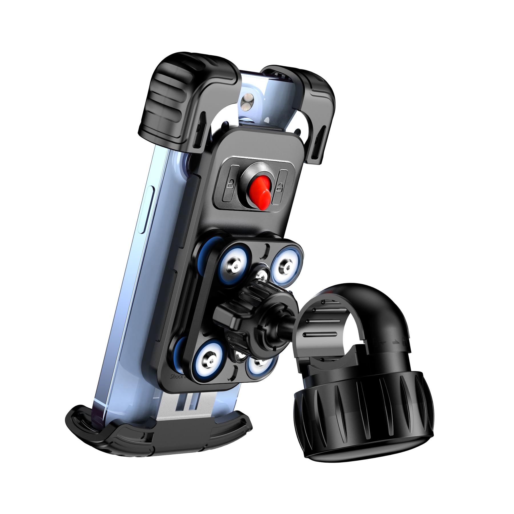Universal Motorcycle Phone Mount Holder - Dual Vibration Dampener Bike Phone Mount for iPhone 15/14/13/12 Pro Max & 5.1-6.8