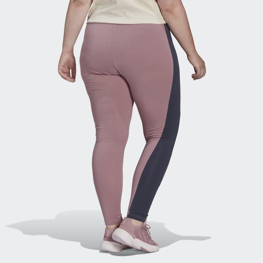 Adidas Originals Plus Size Logo Play Tights for Women - Magic Mauve/Shadow Navy 3X - High Waisted Yoga Pants for Workout, Running & Lounge Wear