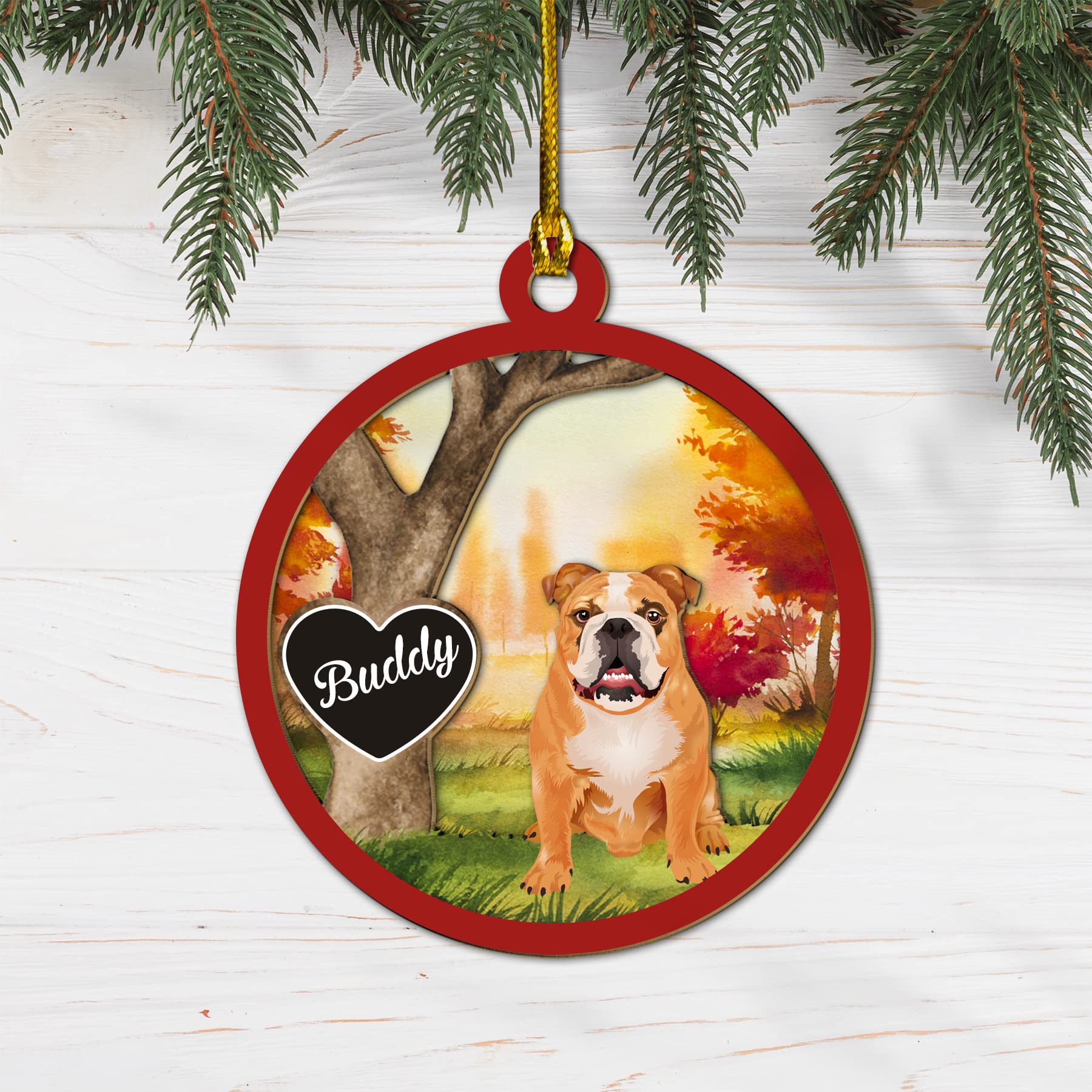 3D Wood Layered Personalized Boxer Dog Christmas Ornaments - 10pc Set for Tree Decorations | Perfect for Holiday Home Decor & Gift Giving