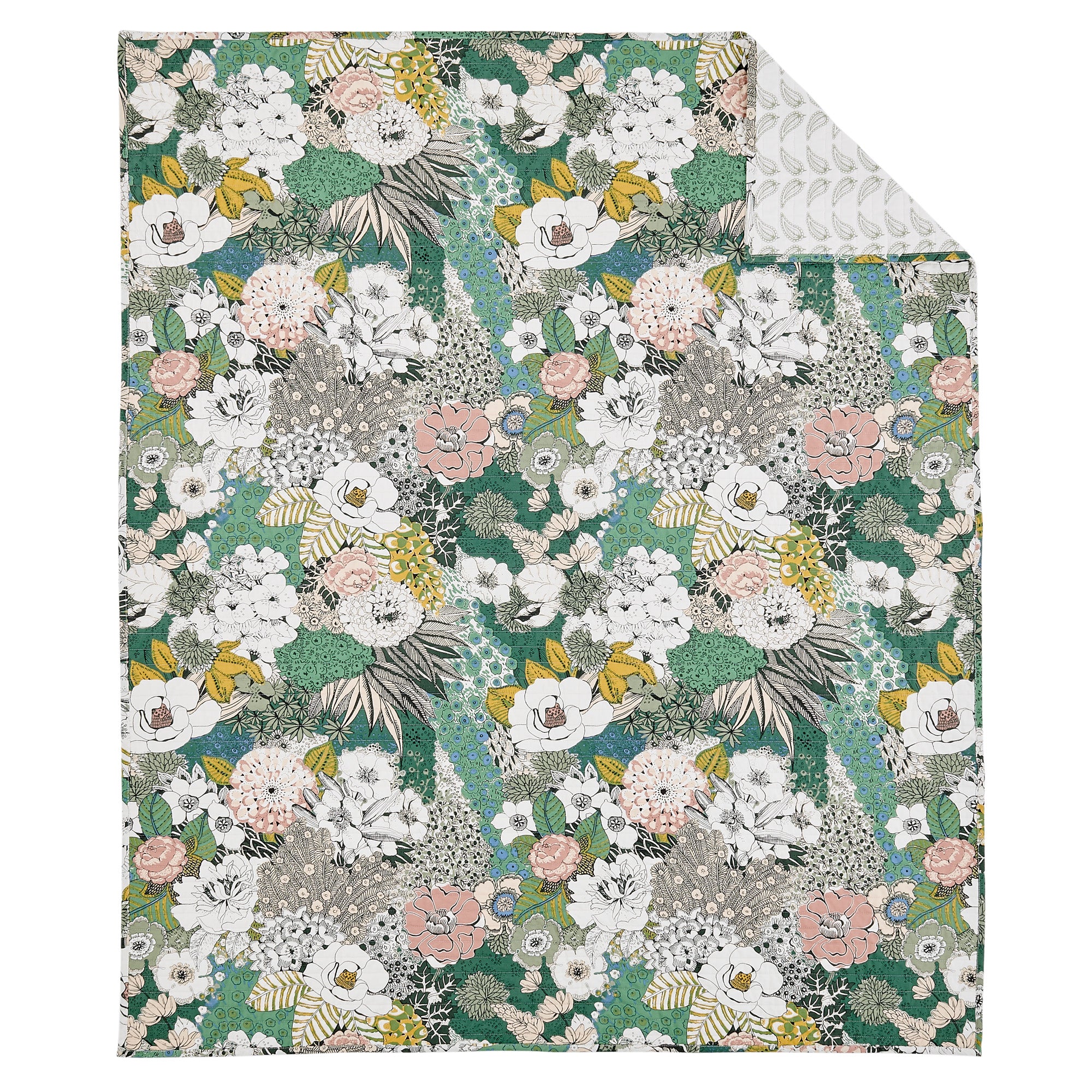 Bettina Floral Quilted Throw Blanket - Soft Lightweight Decorative Couch Cover for Sofa, Bed, or Outdoor Picnic - Cozy Home Decor Gift