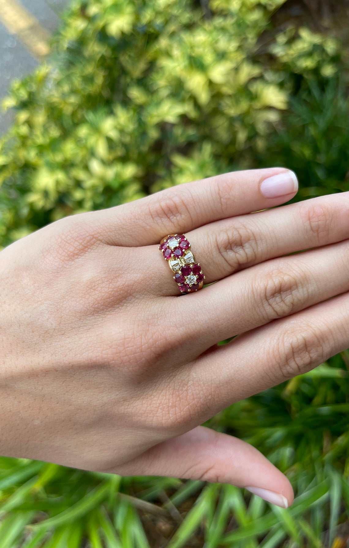 1.88tcw Natural Ruby & Diamond Wide Gold Band Ring - 18K Solid Gold Women's Wedding Band, Elegant Stackable Ring for Anniversary, Engagement, or Gift