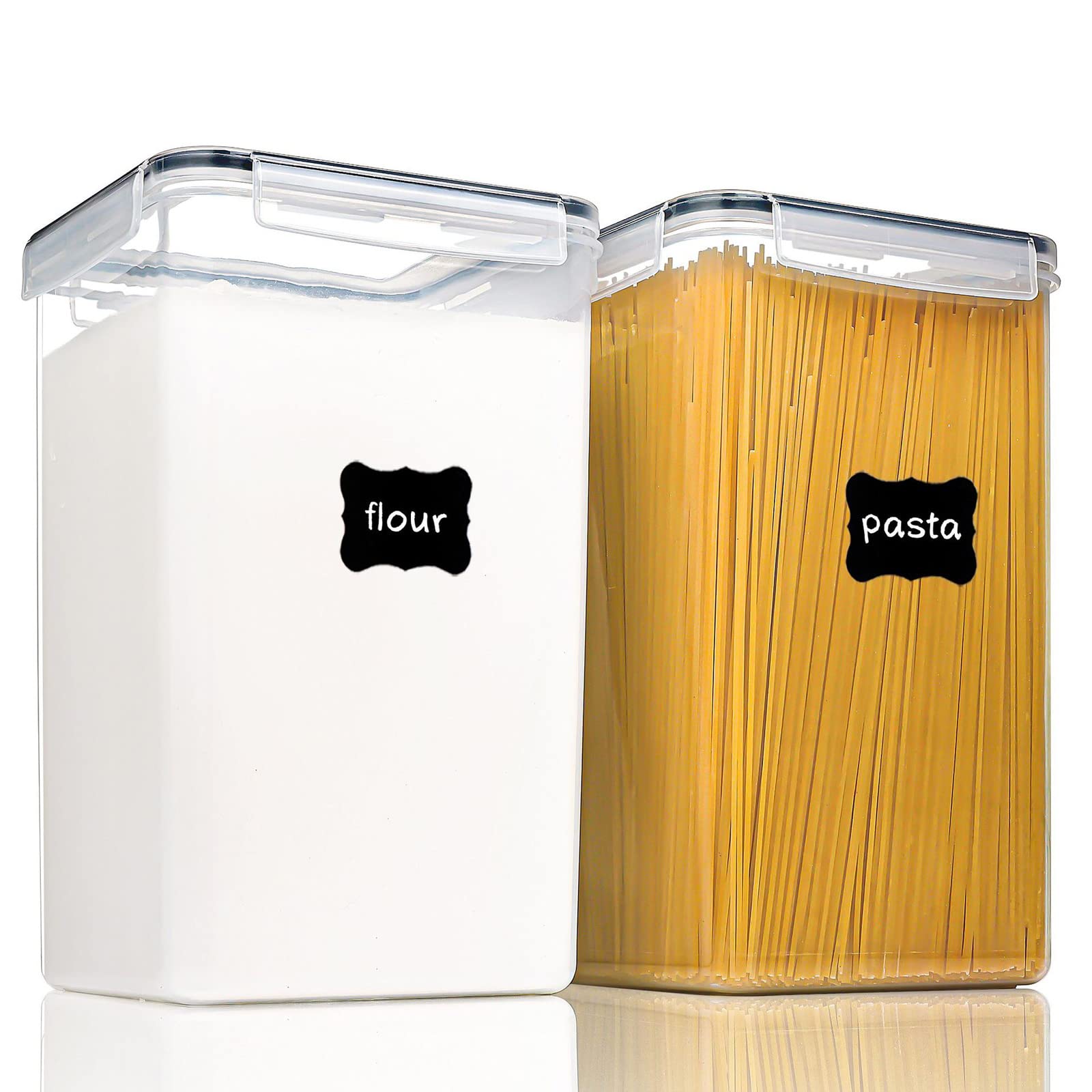 6.5L/220oz Airtight Food Storage Containers Set of 2 - BPA Free Cereal Jars for Snacks, Flour & Dry Goods | Includes Labels & Chalk Marker | Perfect for Kitchen Pantry Organization & Bulk Food Storage