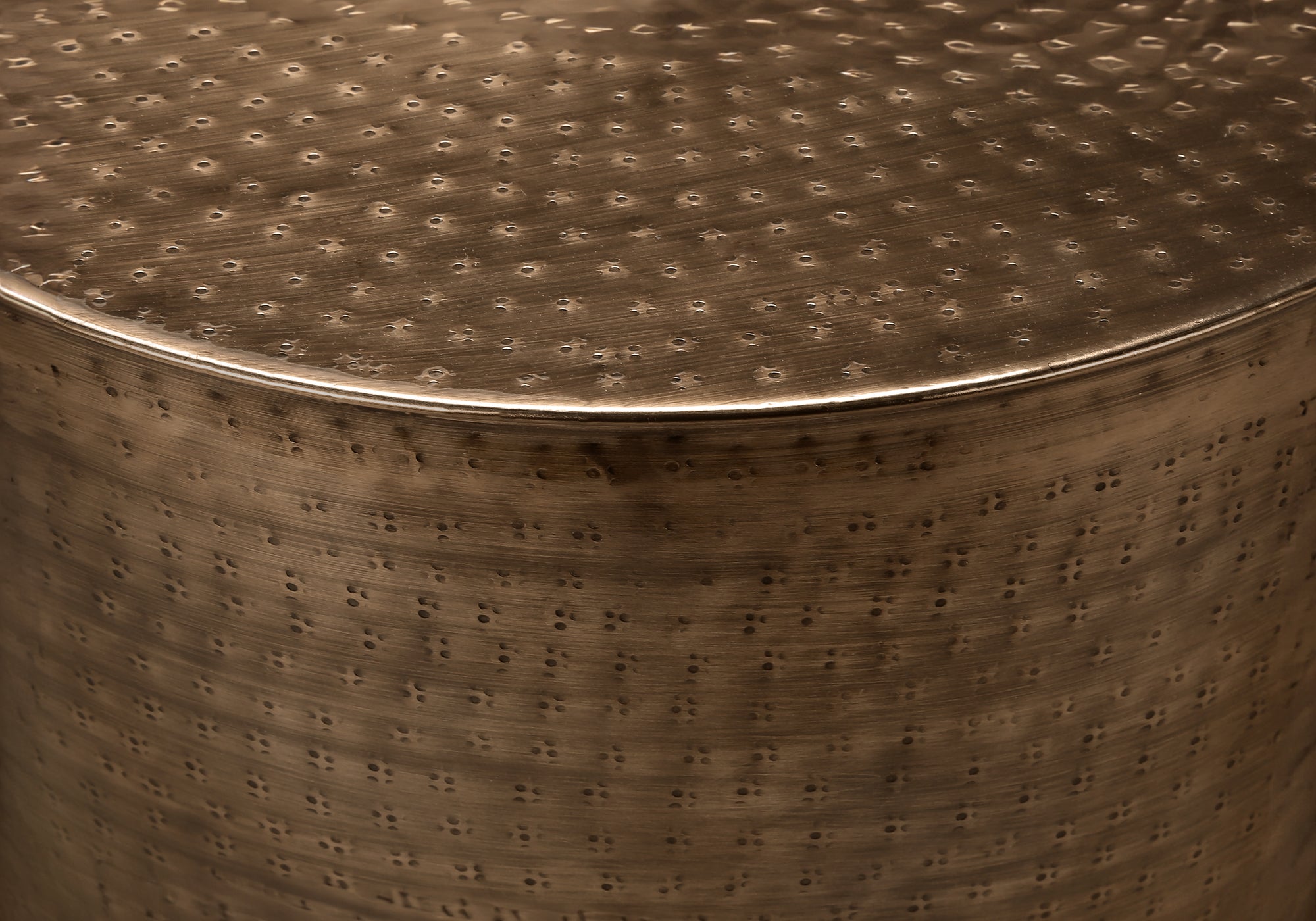 Handmade Contemporary Copper Metal Accent Table Drum - Modern Indian Home Decor for Living Room, Bedroom & Office