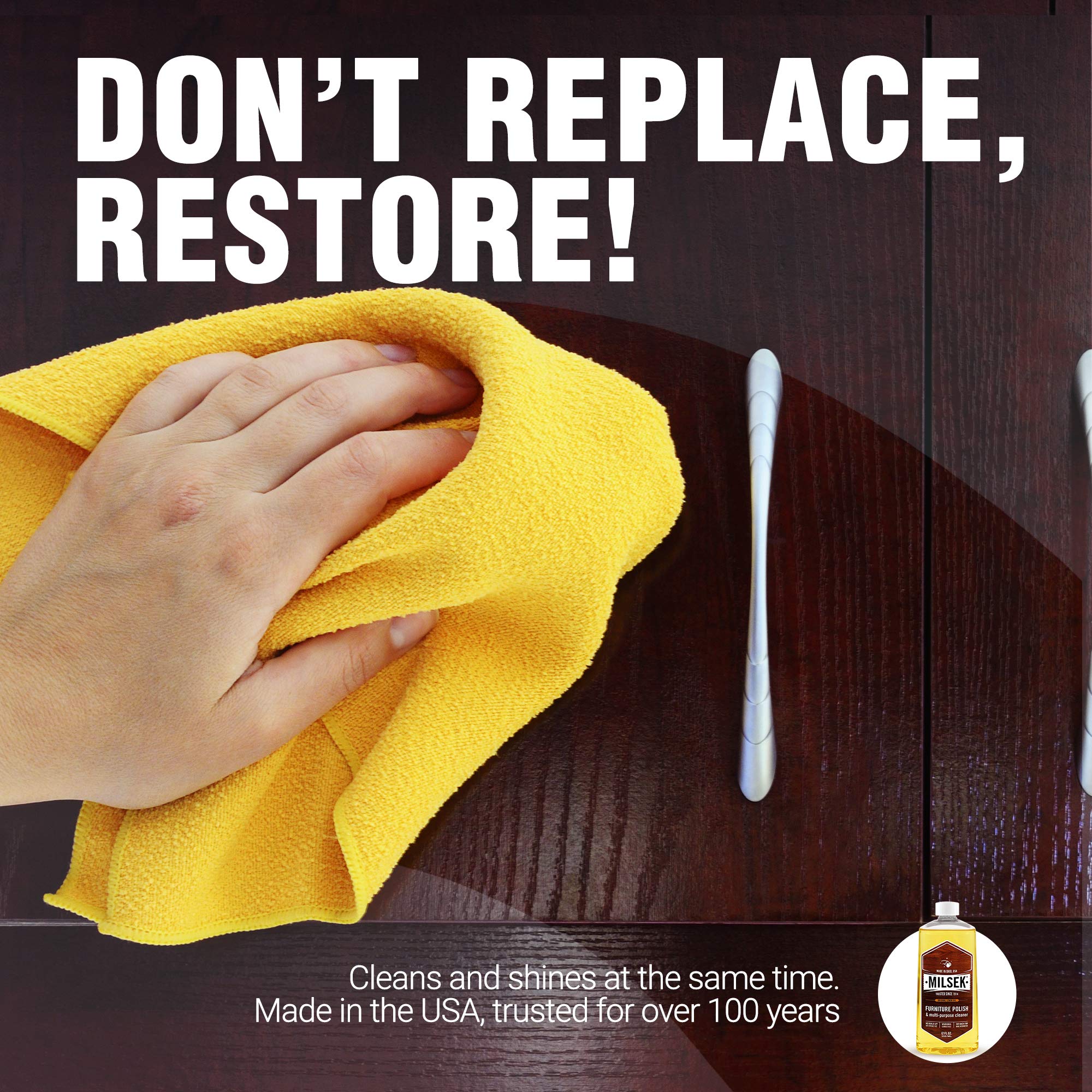 Milsek Lemon Oil Furniture Polish & Wood Cleaner - 12 Fl Oz (Pack of 16) - Safe for Hardwood Floors, Kitchen Cabinets, Tables & Antiques | Restores Shine & Protects Wood Surfaces | Ideal for Home Cleaning & Wood Care Maintenance