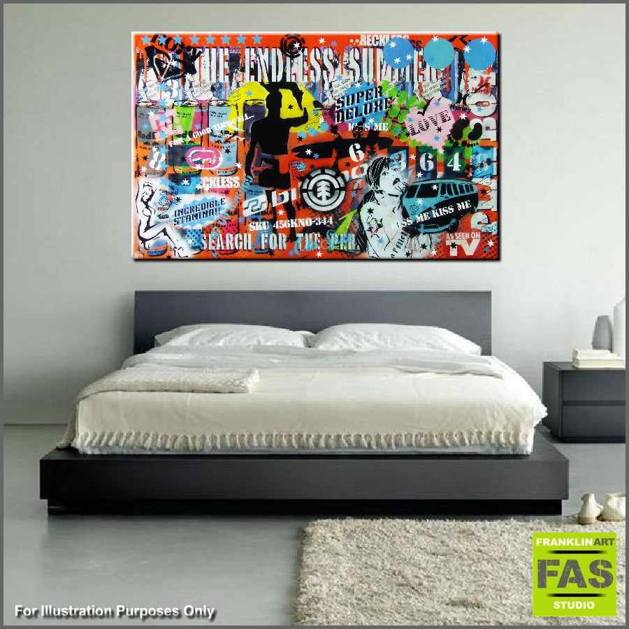 Urban Pop Surfer Wall Art - Modern Beach & Surfing Decor for Living Room, Bedroom, Office - Inspirational Coastal Painting for Home & Gifts