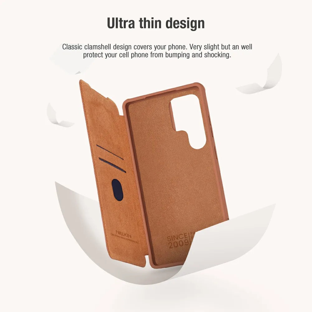 NILLKIN Genuine Leather Lens Cover Case for Samsung Galaxy S25 Ultra - Premium Protection for Camera & Phone | Perfect for Travel, Business & Everyday Use