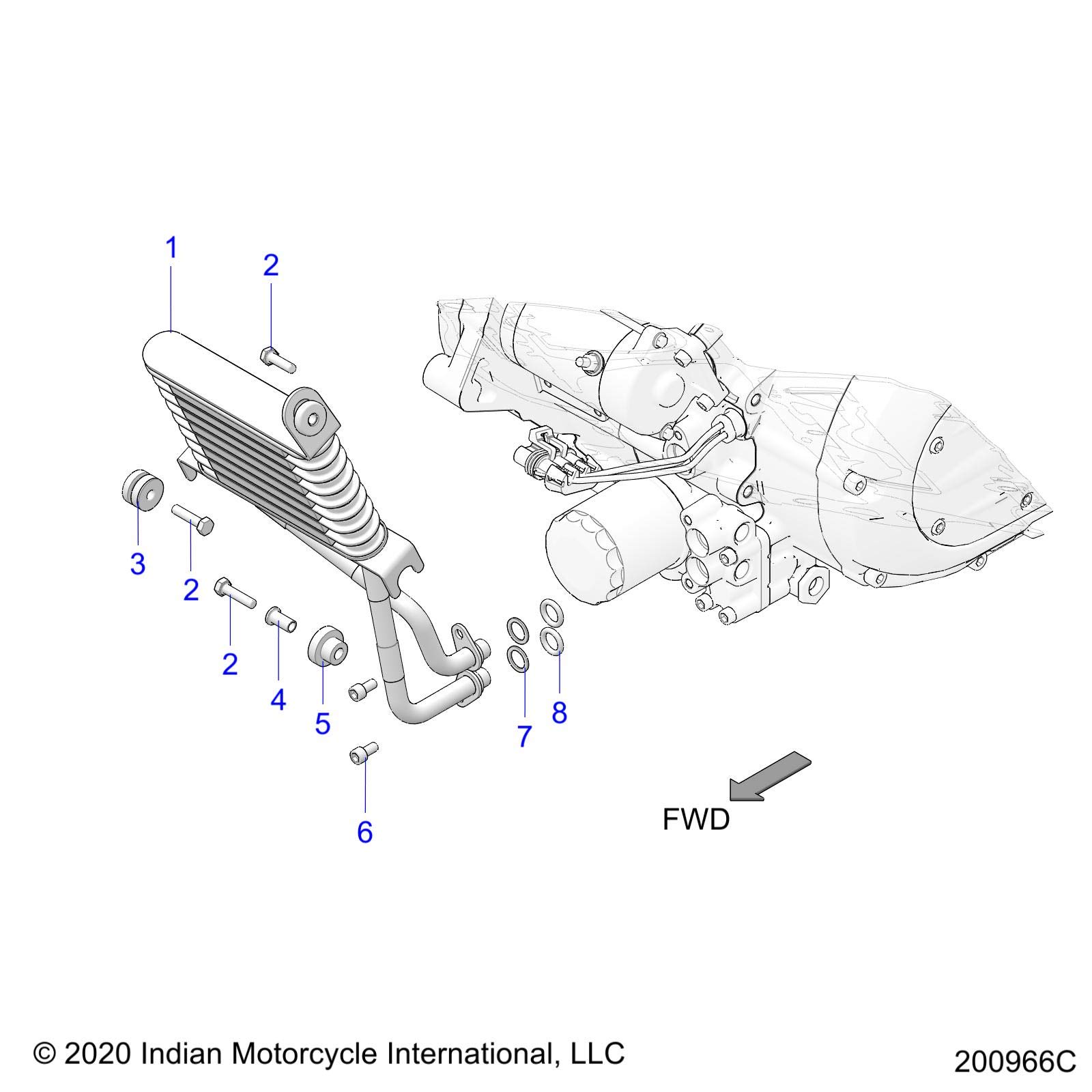 Genuine Indian Motorcycle OEM Oil Cooler Assembly Part 1240964 - High Performance Cooling System for Indian Motorcycles - Perfect for Engine Protection & Long Rides