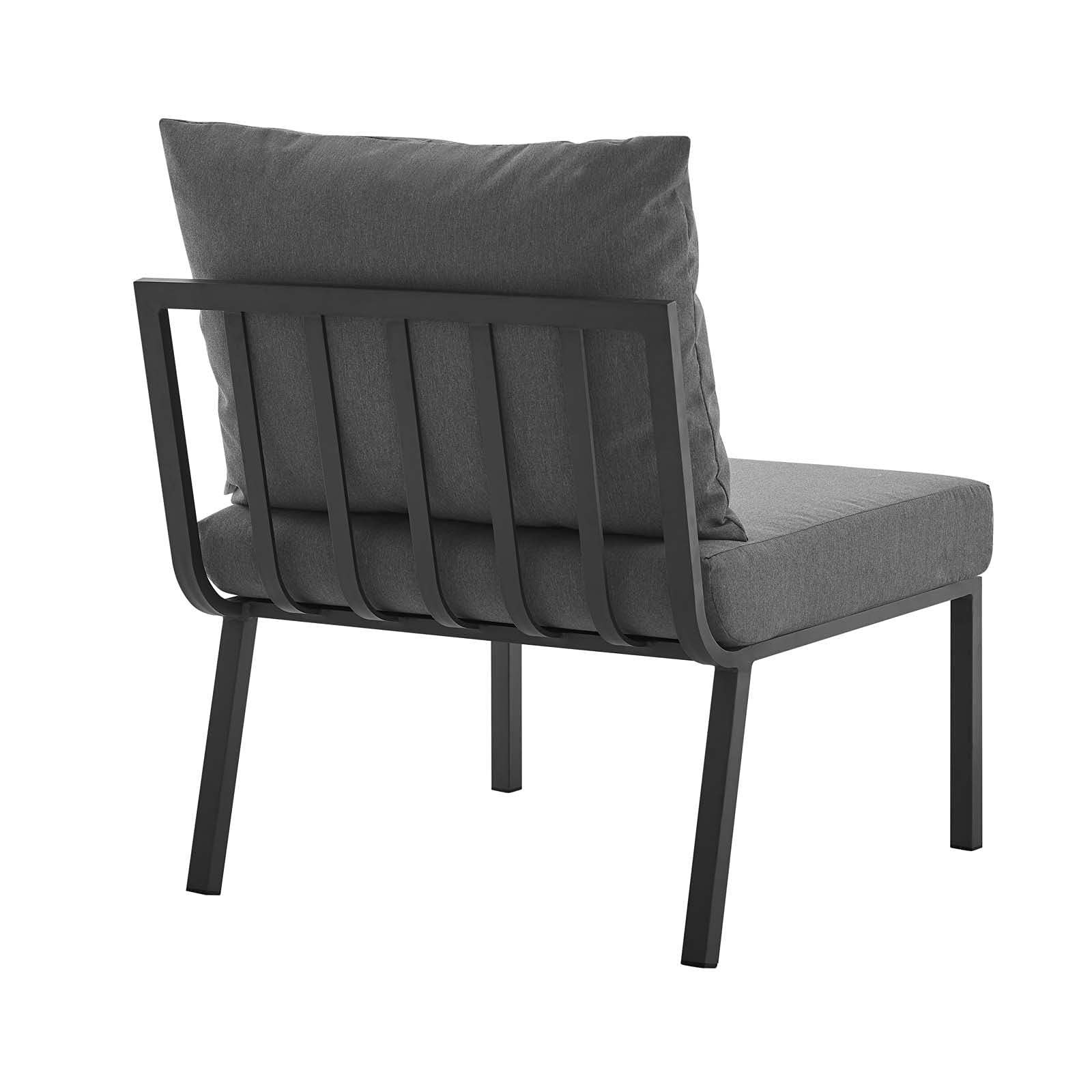 Modway Riverside Outdoor Armless Chair - Gray Charcoal Patio Furniture for Poolside, Deck & Garden Relaxation