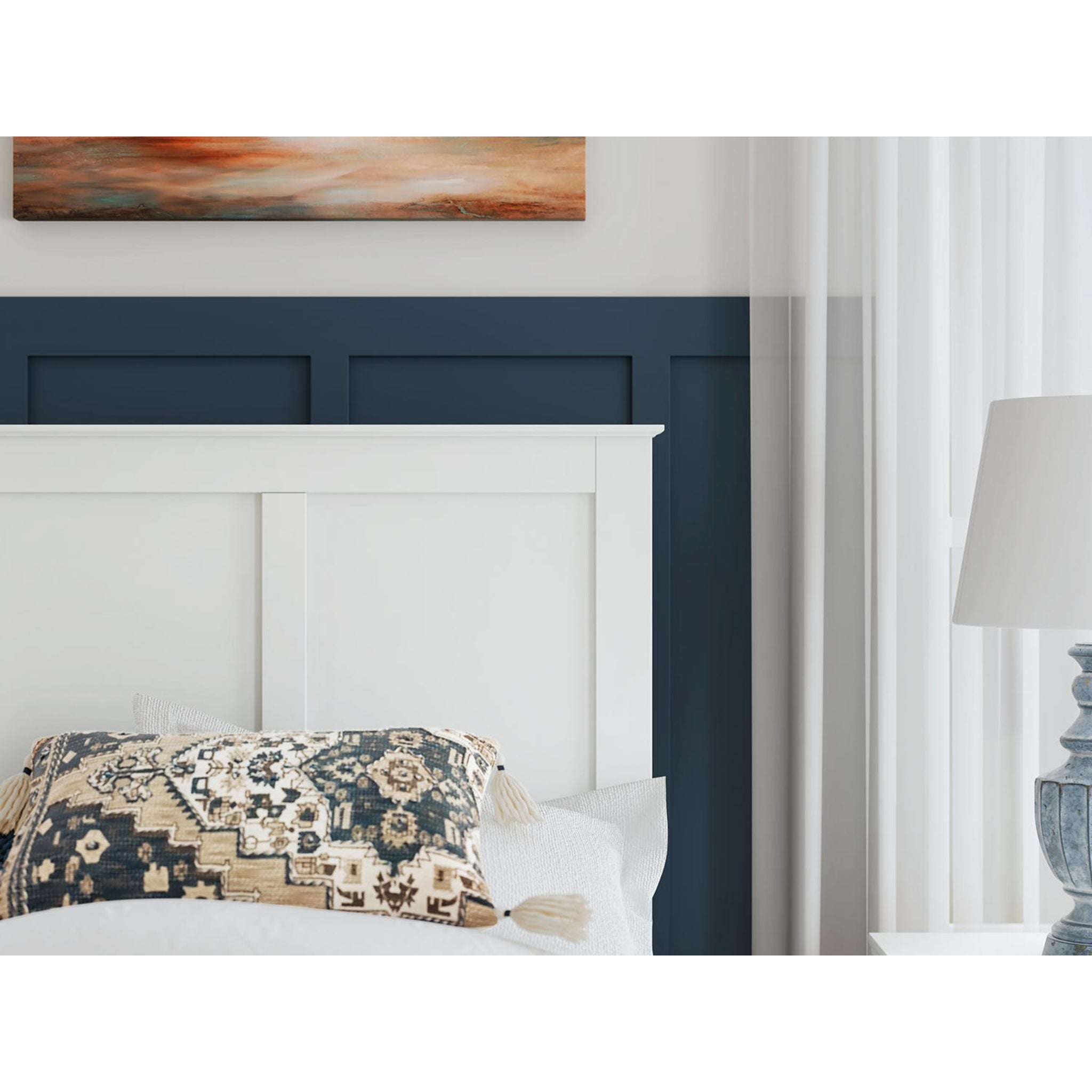 Bostwick Shoals Panel Bed - White Queen Size Wooden Bed Frame for Bedroom - Perfect for Modern Home Decor and Guest Rooms