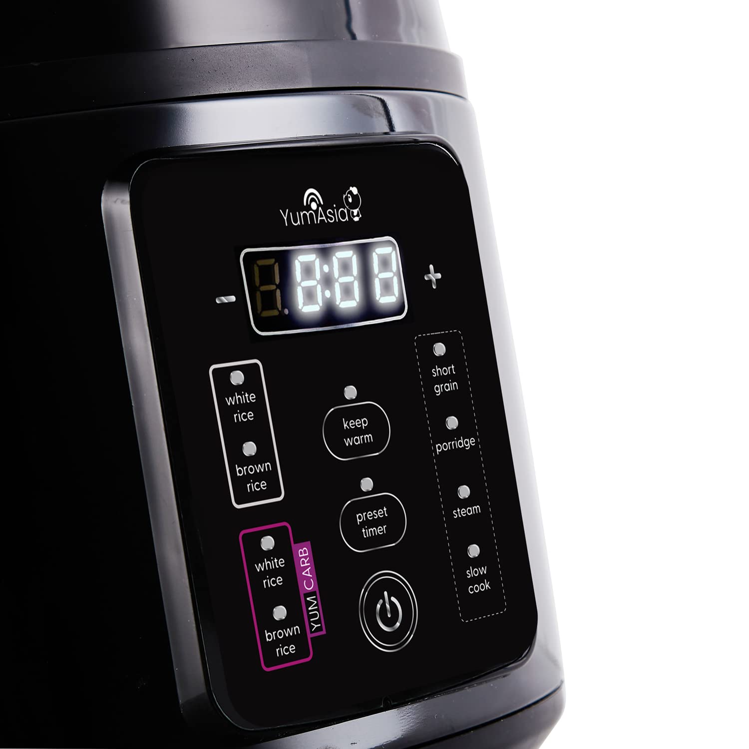 Yum Asia Kumo YumCarb 5.5 Cup (1 Liter) Rice Cooker with Ceramic Bowl - Fuzzy Logic Technology, 5 Rice Cooking & 3 Multicooker Functions, 110V US Plug (Dark Stainless Steel) - Perfect for Home Kitchens, Dorm Rooms & Small Families