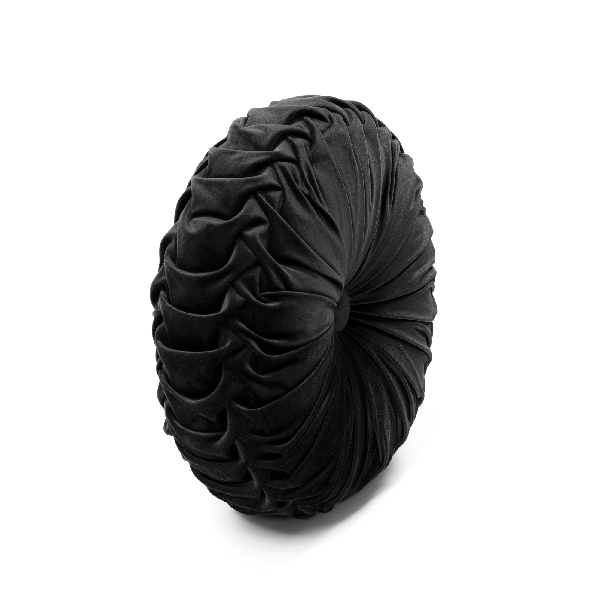 Round Pleated Soft Velvet Throw Pillow - Elegant Home Decor for Sofa, Bed & Couch - Cozy Accent Pillow for Living Room, Bedroom & Nursery