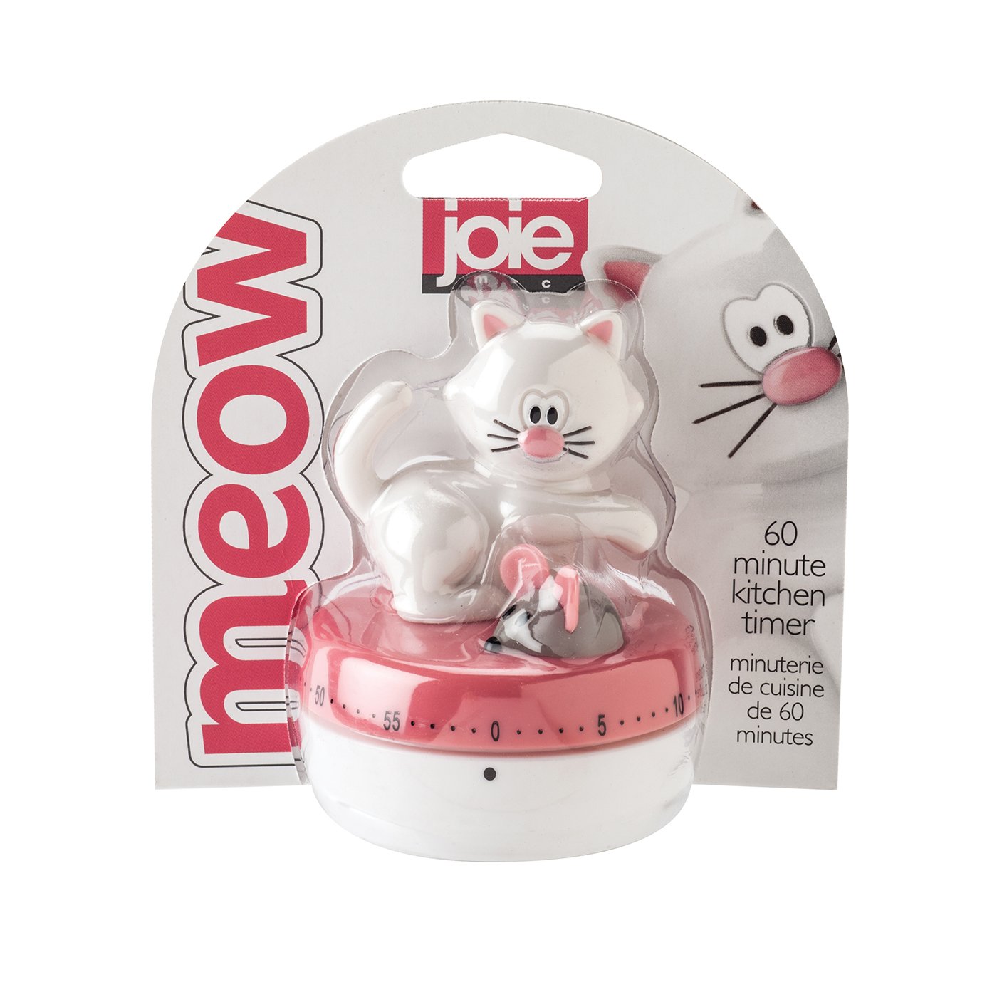 Joie Meow Cat 60-Minute Kitchen Timer - Cute Cat-Shaped Baking Timer for Cooking, Baking & Home Decor | Perfect for Kitchen, Office & Gift Giving