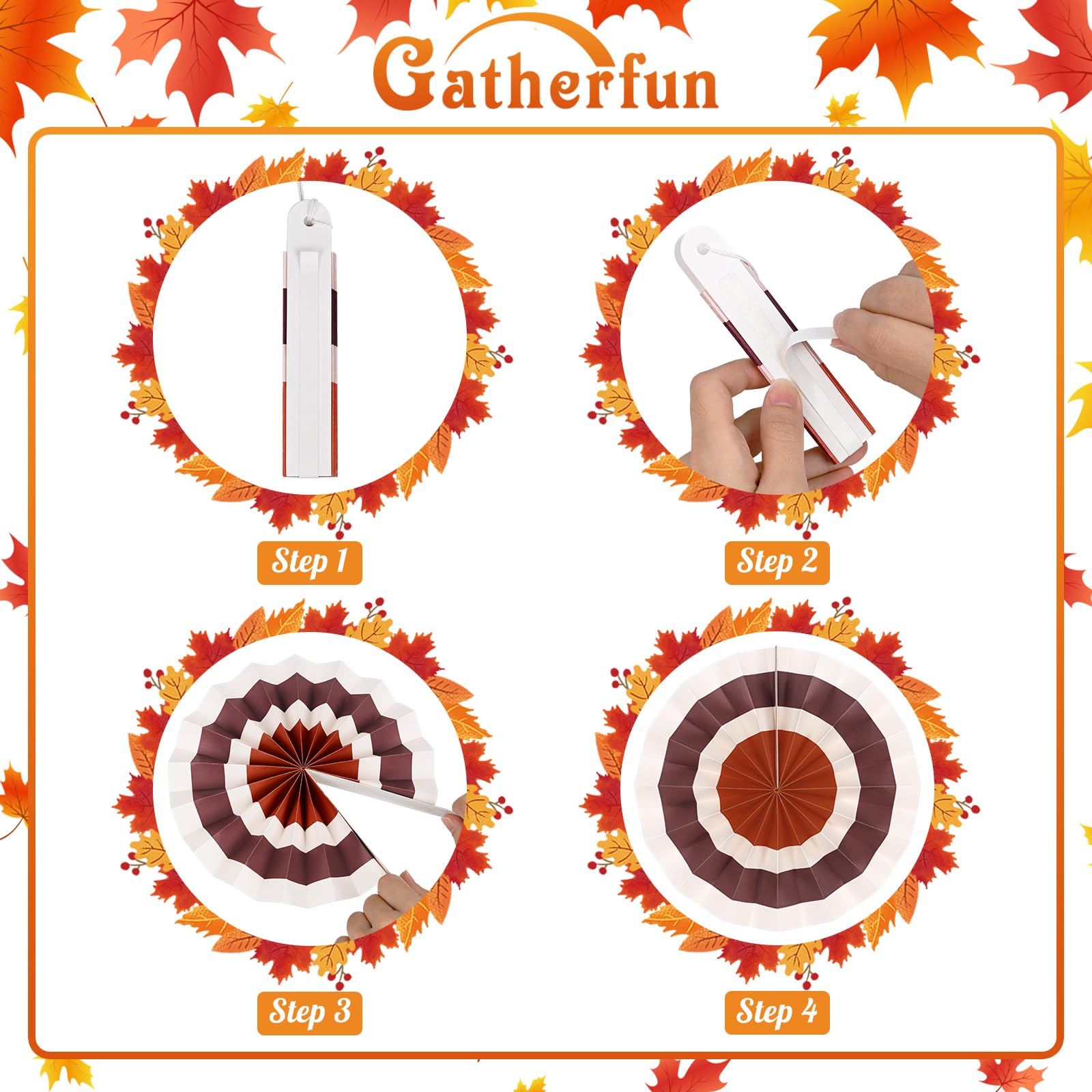 Thanksgiving Party Supplies Kit - Elegant Autumn-Themed Decorations Set with Fall Paper Fans | Perfect for Thanksgiving Dinner, Harvest Festival & Seasonal Home Decor