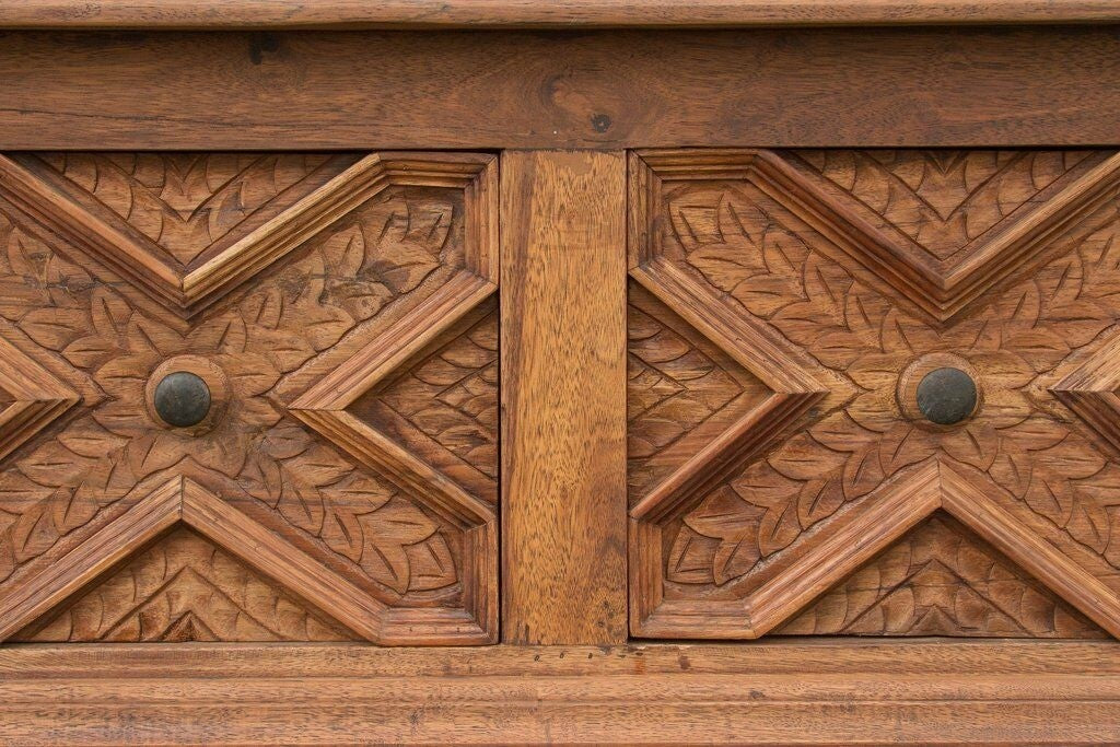 Hand Carved Solid Wood Hallway Console Table 140cm - Entryway Sofa Table for Living Room, Bedroom & Foyer Decor