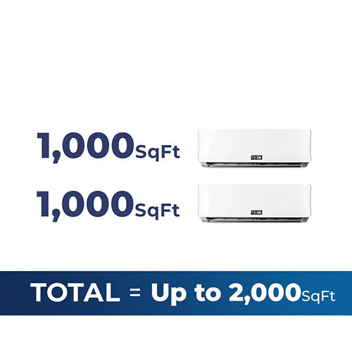 AciQ 36,000 BTU 22.2 SEER2 2 Zone Wall Mounted Mini Split Air Conditioner with WiFi - Extreme Series - Perfect for Home & Office Cooling