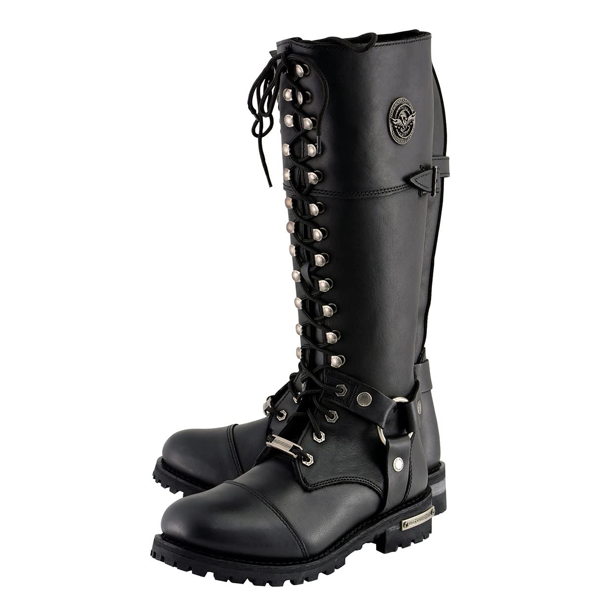 Milwaukee Leather MBL9390 Women's Black 16-Inch Lace-Up Motorcycle Boots - Premium Leather Riding Boots for Women - Perfect for Motorcycle Rides, Biker Events & Outdoor Adventures