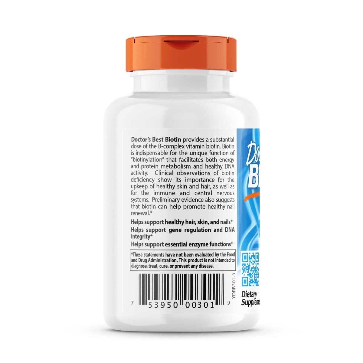 Doctor's Best Biotin 5000mcg Supplement - 120 Vegan Capsules for Hair, Skin & Nails Support - Promotes Healthy Growth for Men & Women