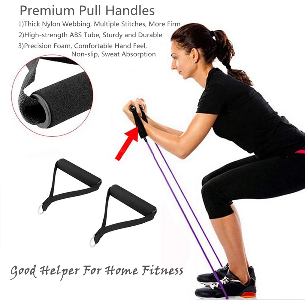 Premium Exercise Pull Handles with Dense Foam Grip - Heavy Duty Resistance Band Handles for Strength Training, Pilates, Yoga & Home Workouts - Perfect for Gym, Fitness Studio & Physical Therapy Rehabilitation