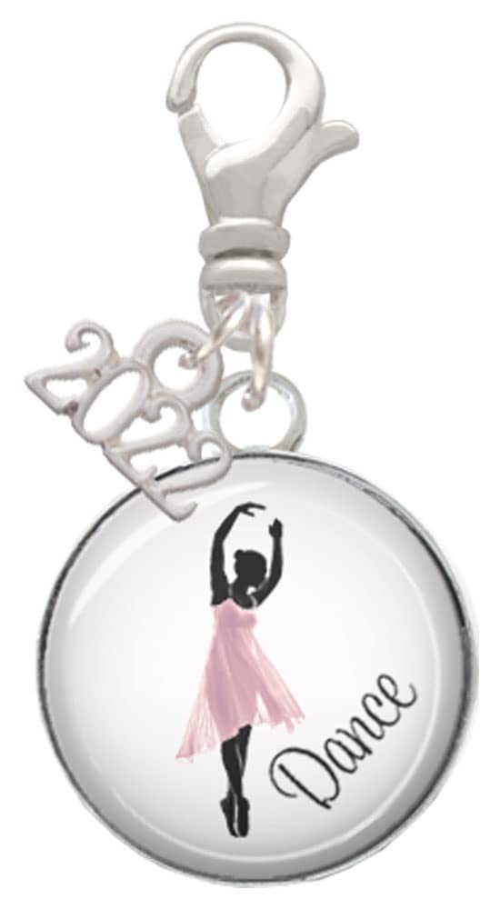 Delight Jewelry Silvertone Domed Dance Clip On Charm - Elegant Silver-Tone Pendant for Dance Enthusiasts | Perfect for Dance Competitions, Performances & Special Occasions