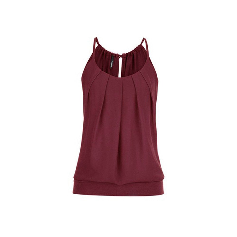 Women's Wrinkled O-Neck Loose Vest Tank Top - Summer Cami Blouse & Cropped Casual Tops for Beach, Layering, and Everyday Wear