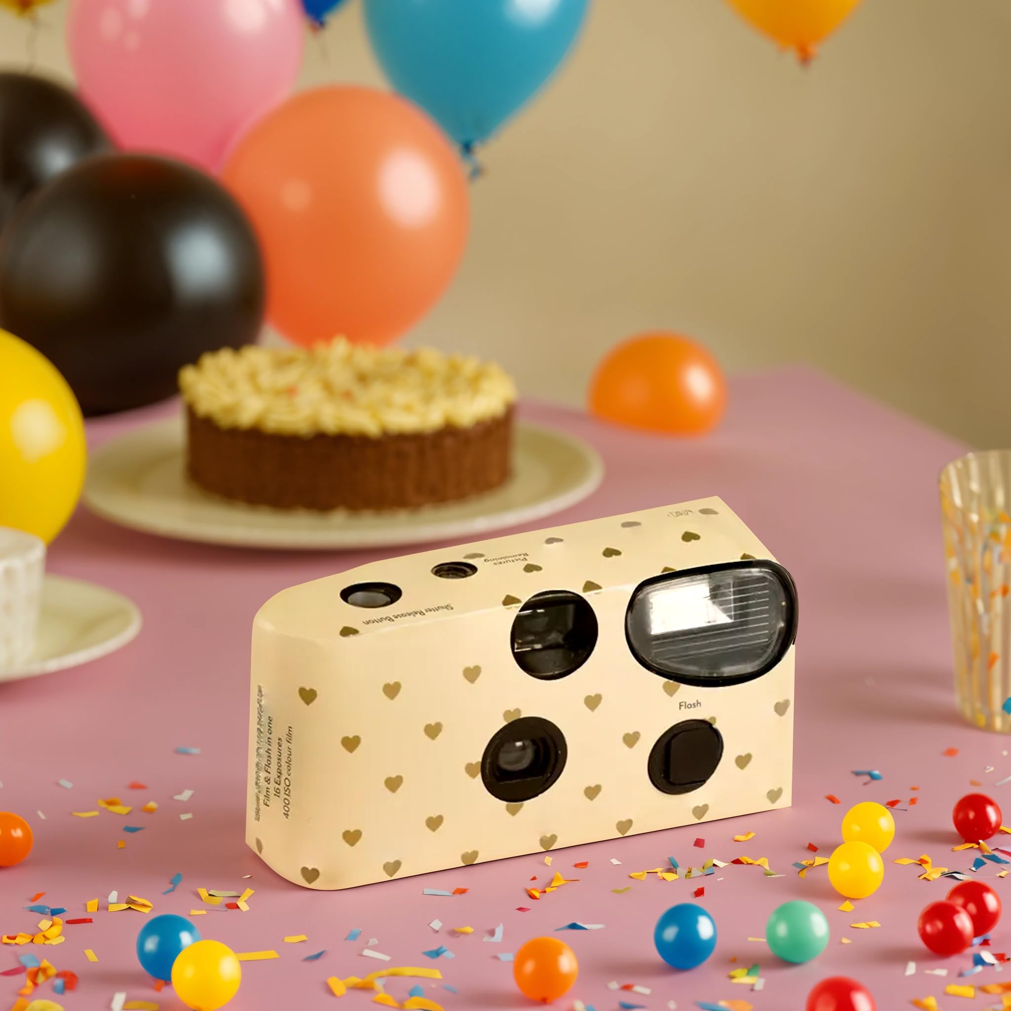 Weddingstar Disposable 35mm Film Camera with Flash - 10 Pack Gold Heart Design Single Use Cameras for Weddings, Parties, Events & Special Occasions - Perfect Wedding Favors, Bridal Showers & Birthday Party Gifts