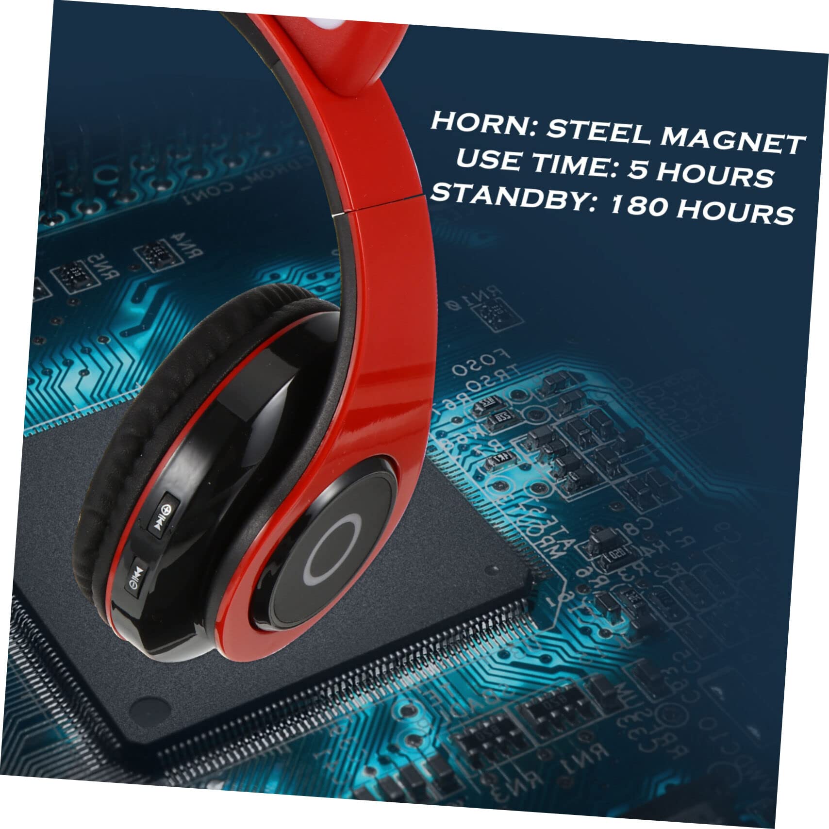Lurrose Wireless Cat Ear Headphones with LED Lights - Foldable Over-Ear Bluetooth Headset for Laptop, PC, Gaming & Music (Red) | Perfect for Streaming, Cosplay & Gift Giving