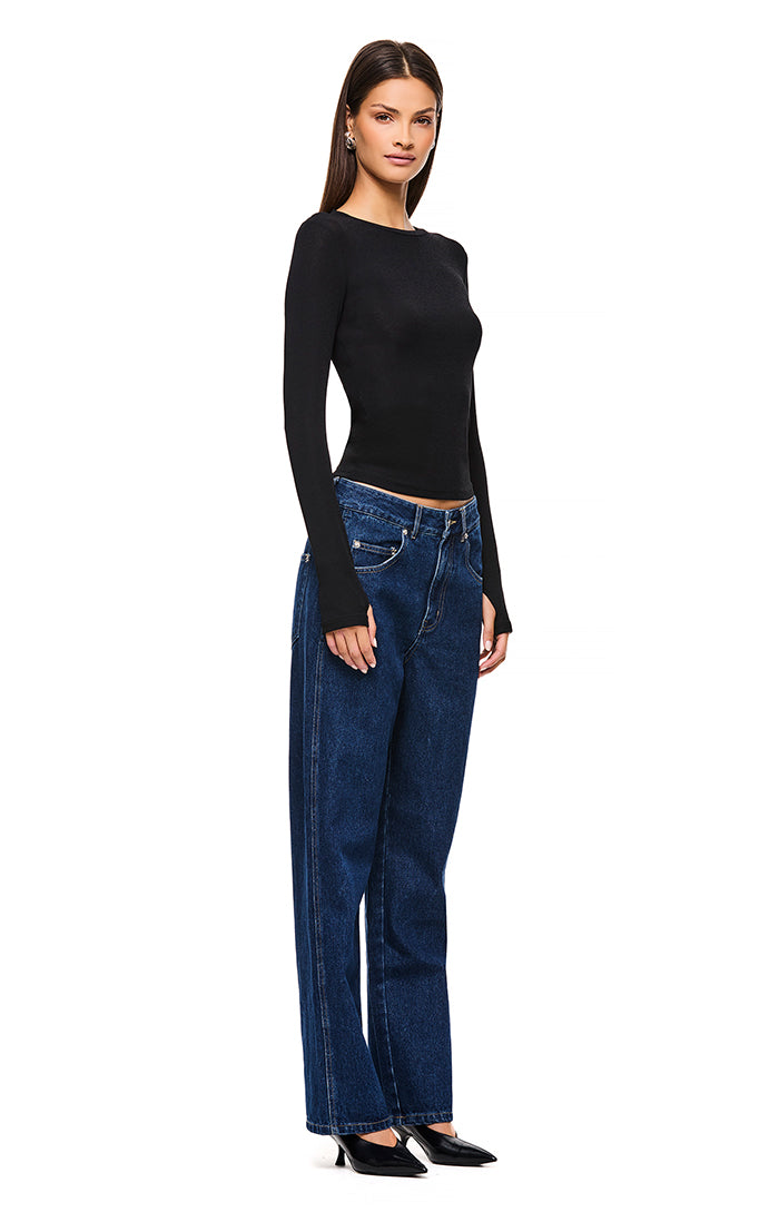 Dove Black Long Sleeve Women's Top - Soft Stretch Casual Shirt for Everyday Wear & Layering