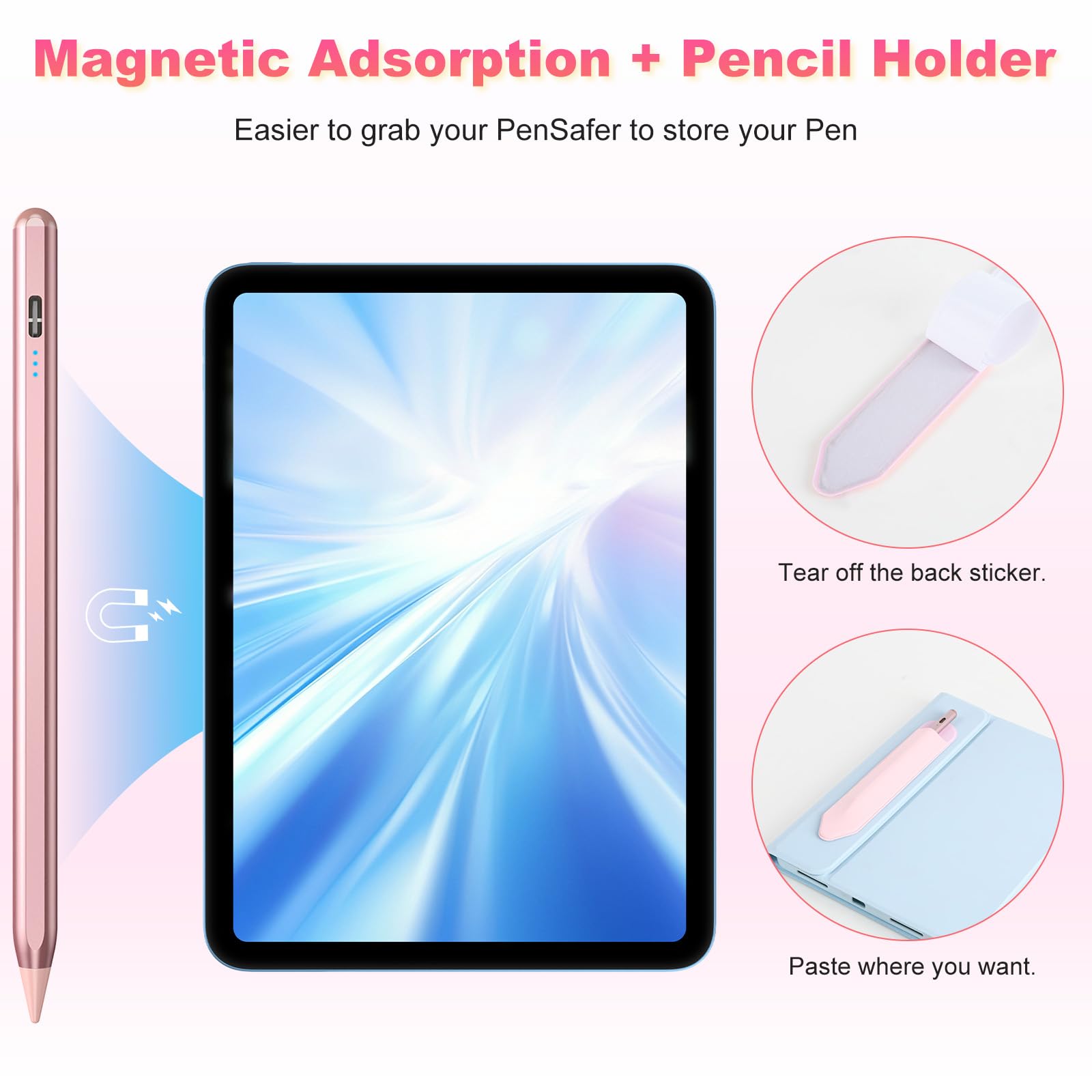 KBCASE Stylus Pen for Apple iPad (2018-2023) - 2nd Gen Pencil with Fast Charging & Palm Rejection | Compatible with iPad 10/9/8/7/6, iPad Pro 11