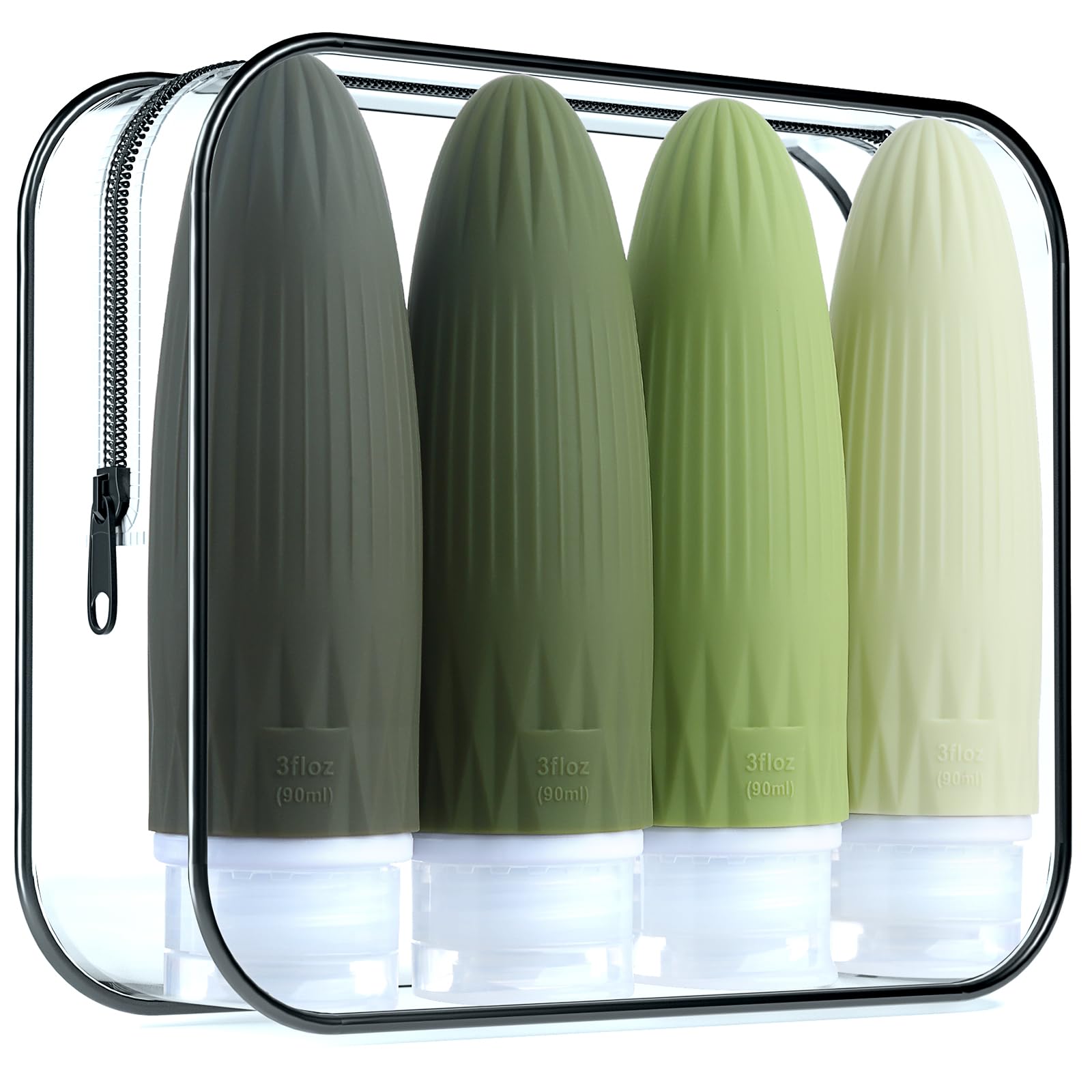 **Gemice 4-Pack 3oz Leak-Proof Silicone Travel Bottles – TSA Approved Refillable Toiletries Containers for Shampoo, Body Wash & Lotion | Perfect for Air Travel, Gym & Vacation Essentials**