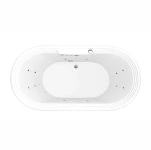 Anzzi FT AZ201 Sofi 67-Inch Freestanding Bathtub with Whirlpool & Air Jets - Center Drain Design for Luxury Spa Experience at Home