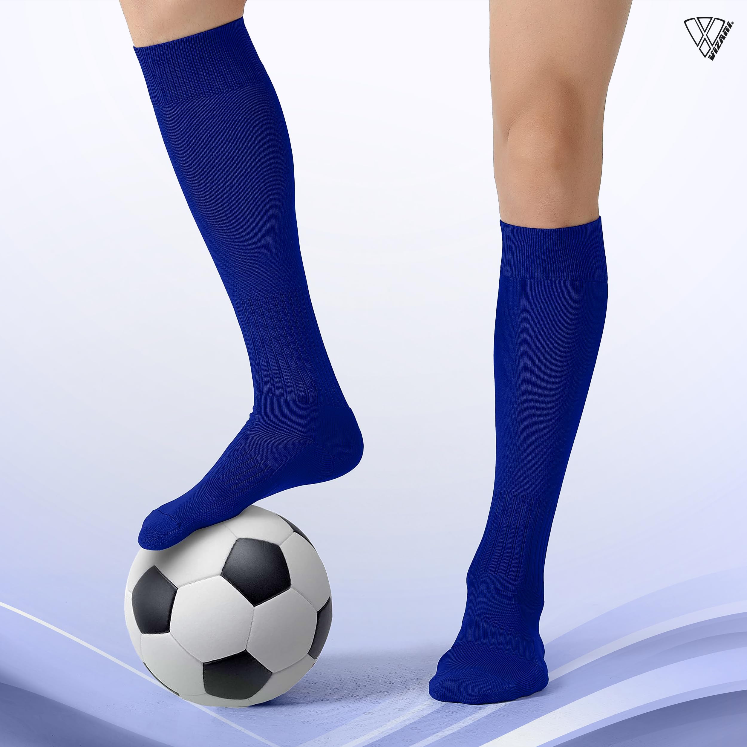 Vizari Soccer Compression Socks for Youth & Adults - Cushioned Support Football Baseball Rugby Hockey Socks - Perfect for Sports Training & Game Day Performance