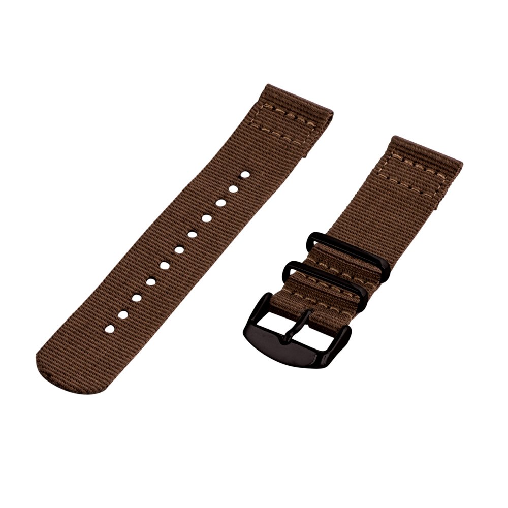 Clockwork Synergy 16mm 2-Piece Classic NATO PVD Nylon Brown Watch Strap Replacement Band - Durable & Comfortable for Everyday Wear, Outdoor Activities & Watch Enthusiasts