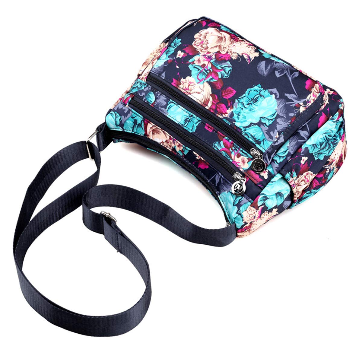 Stylish Nylon Floral Crossbody Bag for Women - Multi-Pocket Travel Shoulder Purse with Secure Zipper Closure | Perfect for Daily Commute, Shopping & Vacation Outfits