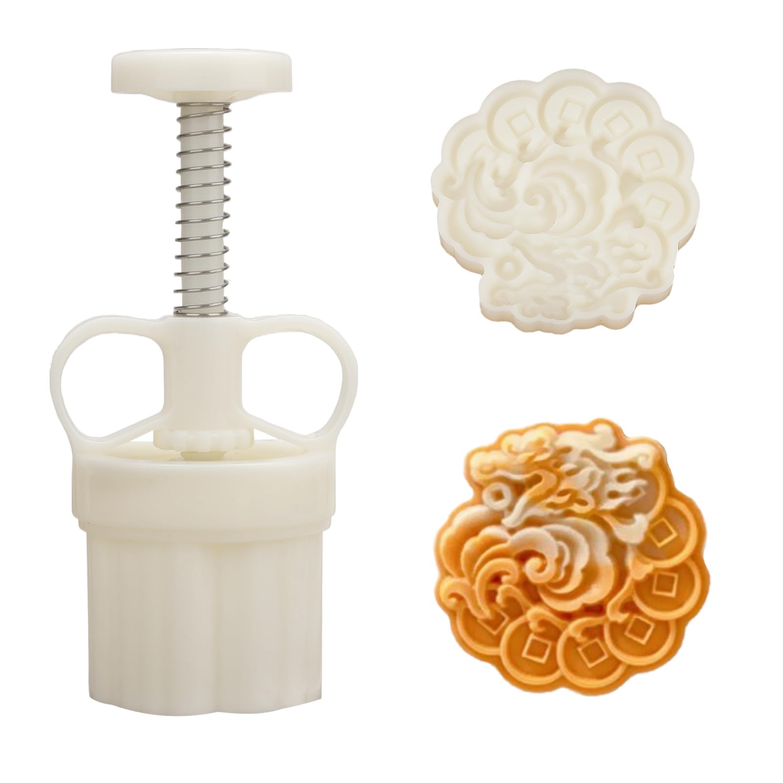 50g DIY Mooncake Mold with Cute Dragon Patterns - Adjustable Thickness Moon Cake Press Tool for Baking, Gifts & Mid-Autumn Festival Celebrations