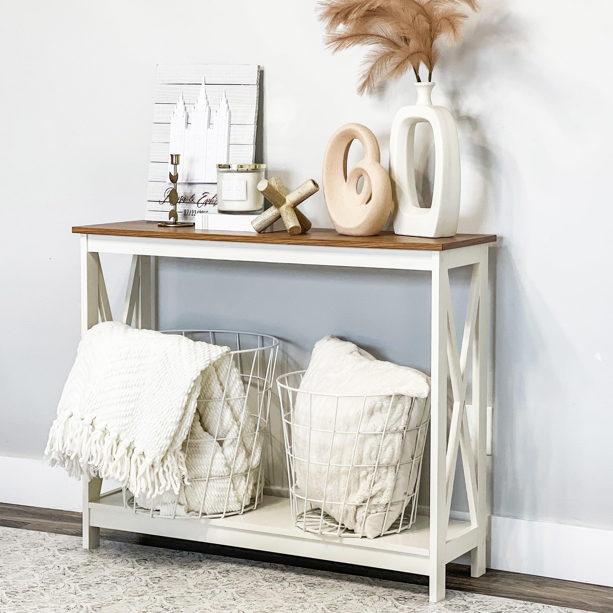 PHI VILLA Modern Console Table - Slim Entryway Table for Hallway, Living Room | Perfect for Small Spaces, Home Decor & Storage Solution