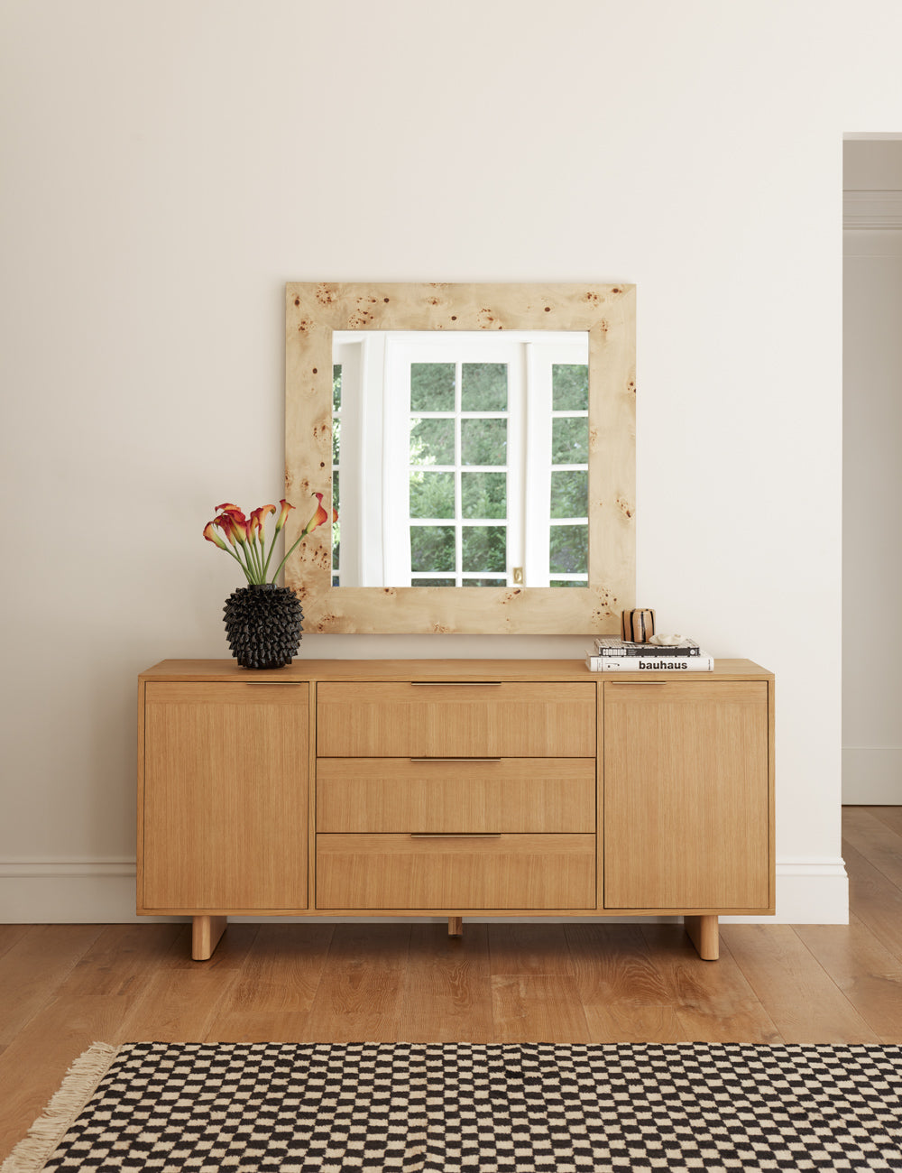 Bree Burl Wood Square Mirror - Natural Wooden Wall Mirror for Bathroom, Bedroom & Living Room Decor - Rustic Home Accent for Farmhouse, Modern & Bohemian Style