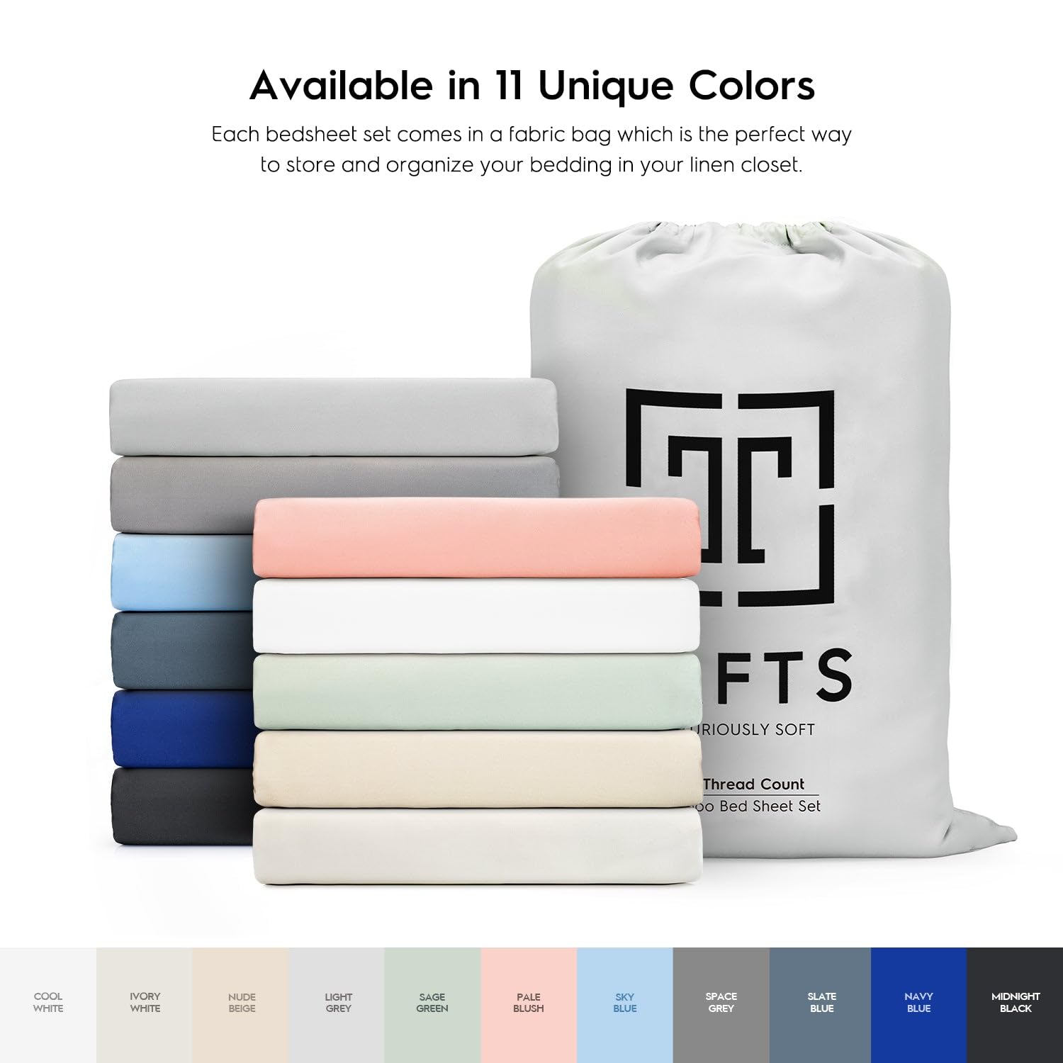 Tafts 100% Bamboo Viscose Twin Sheet Set - Ultra Soft & Cooling Bed Sheets with Double Stitched Edges - Lifetime Quality Guarantee (Light Grey) - Perfect for Hot Sleepers & Eco-Friendly Bedrooms