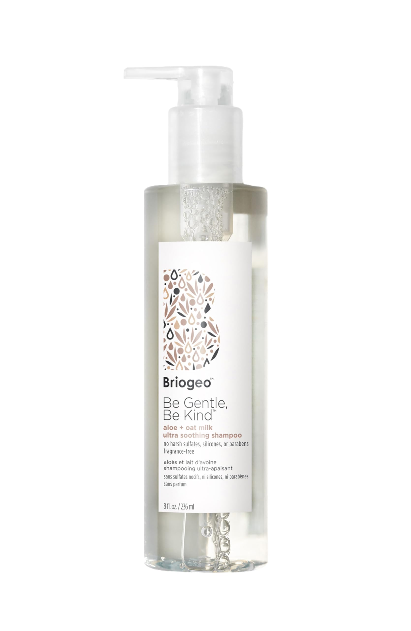 Briogeo Be Gentle Be Kind Aloe + Oat Milk Ultra Soothing Shampoo - Hypoallergenic, Fragrance Free, Vegan & Cruelty-Free (8 fl oz) | Dermatologist Approved for Sensitive Scalp & Dry Hair - Perfect for Daily Use & Post-Treatment Care