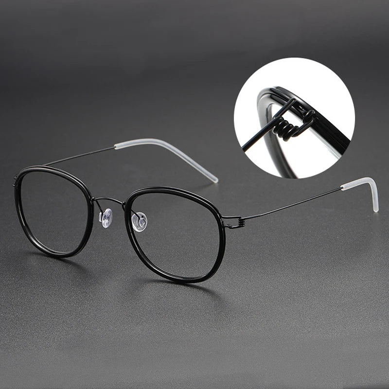 Stylish Black Full Rim Oval Screwless Titanium Acetate Eyeglasses for Women - Model 6611 | Perfect for Office, Reading & Everyday Fashion