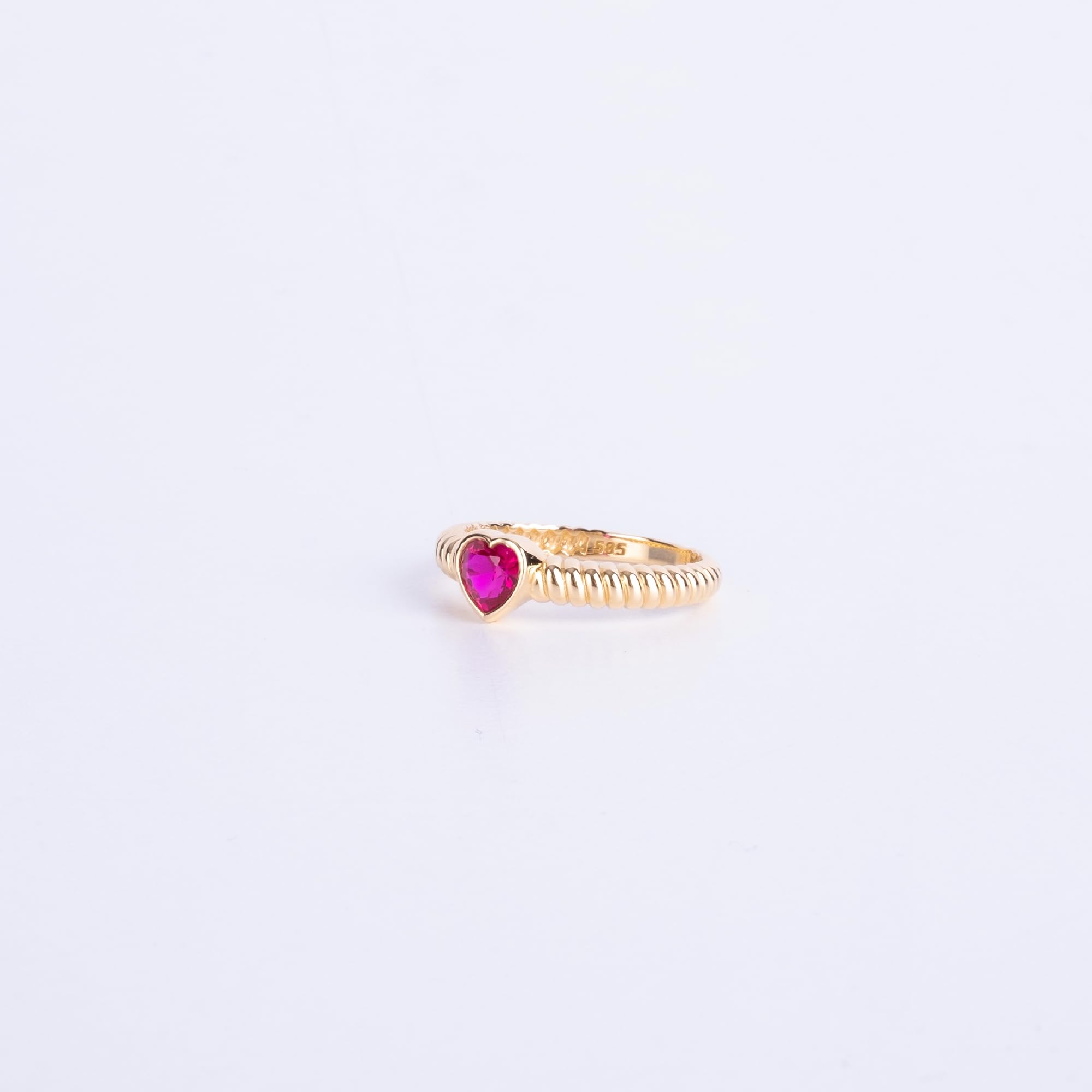 14K Solid Gold Heart Shaped Natural Ruby Ring for Women - Dainty Minimalist Beveled Red Ruby Jewelry - Perfect for Valentine's Day, Anniversary & Romantic Gifts