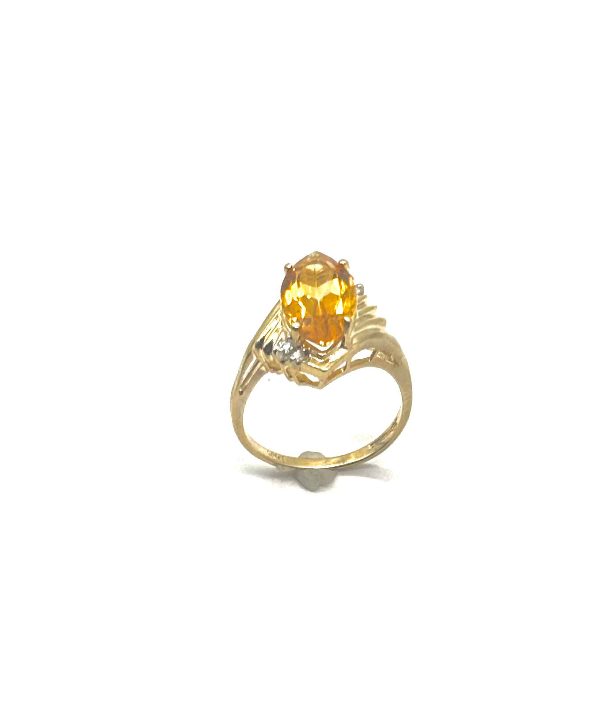 Exquisite Marquise Citrine & Diamond Ring – 14K Gold Vintage Jewelry for Women, Perfect for Engagement, Anniversary & Special Occasions