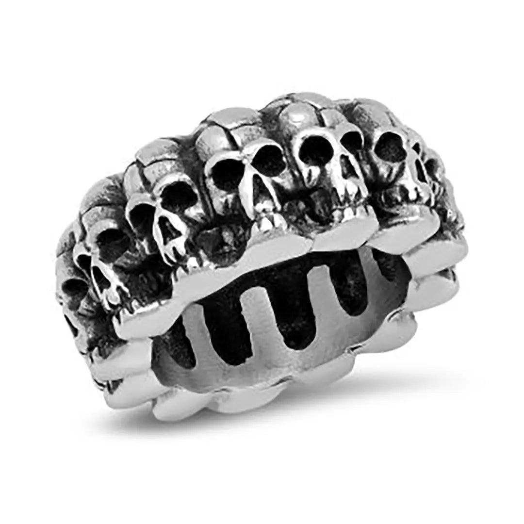 SteelTime Men's Gothic Vintage Skeleton Head Ring - Stainless Steel Biker Jewelry for Men - Perfect for Motorcycle Enthusiasts, Gothic Fashion & Punk Style Accessories