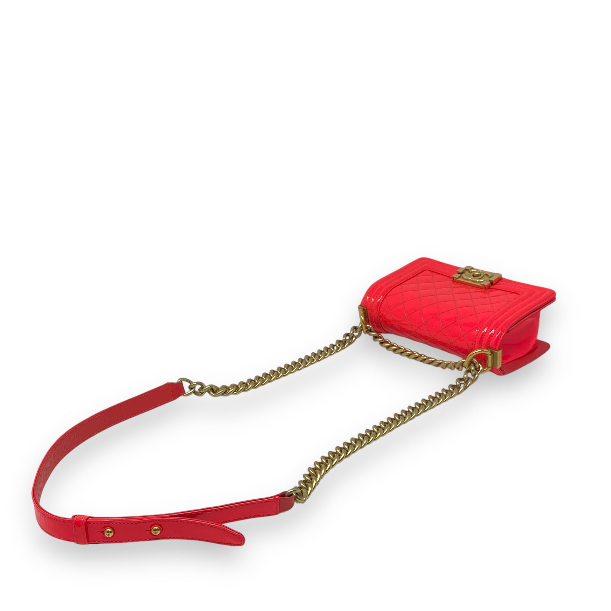 Chanel Pink Patent Leather Small Boy Bag - Luxury Crossbody Handbag for Women, Perfect for Parties, Dates & Special Occasions