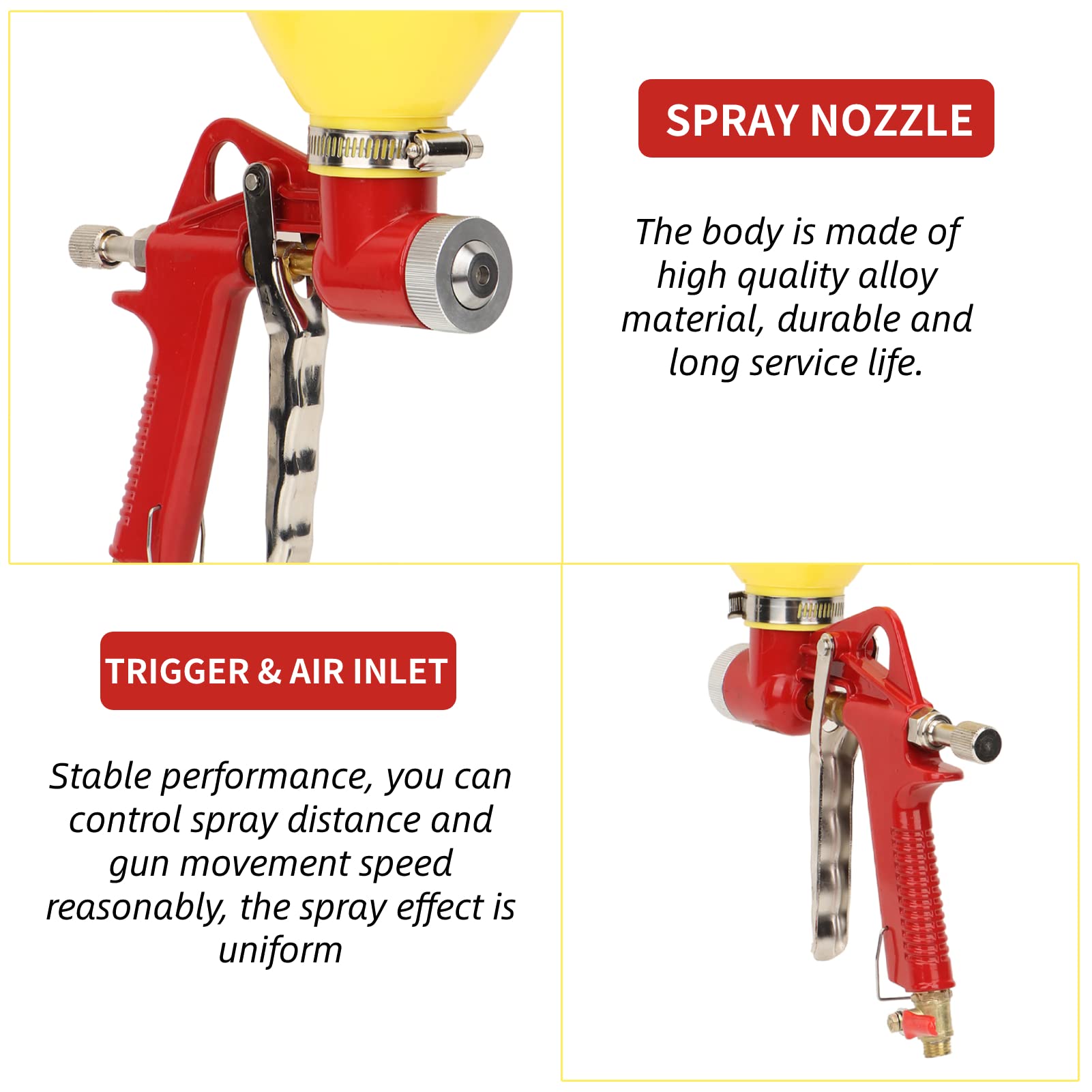 3L 1/4in Air Spray Gun with 4mm/6mm/8mm Nozzles - Professional Plastic Paint Sprayer for Home Furniture, Automotive & DIY Projects | Perfect for Wall Painting, Wood Refinishing & Car Touch-Ups