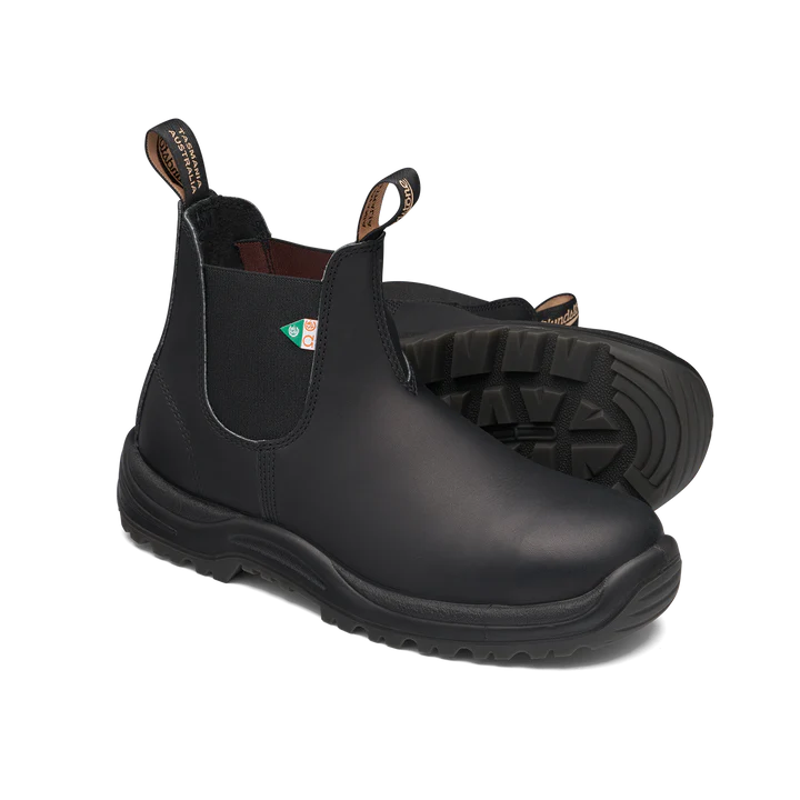 Blundstone 163 Premium Leather Work & Safety Boots for Men - Black Steel Toe, Slip Resistant, Comfortable for Construction & Outdoor Work