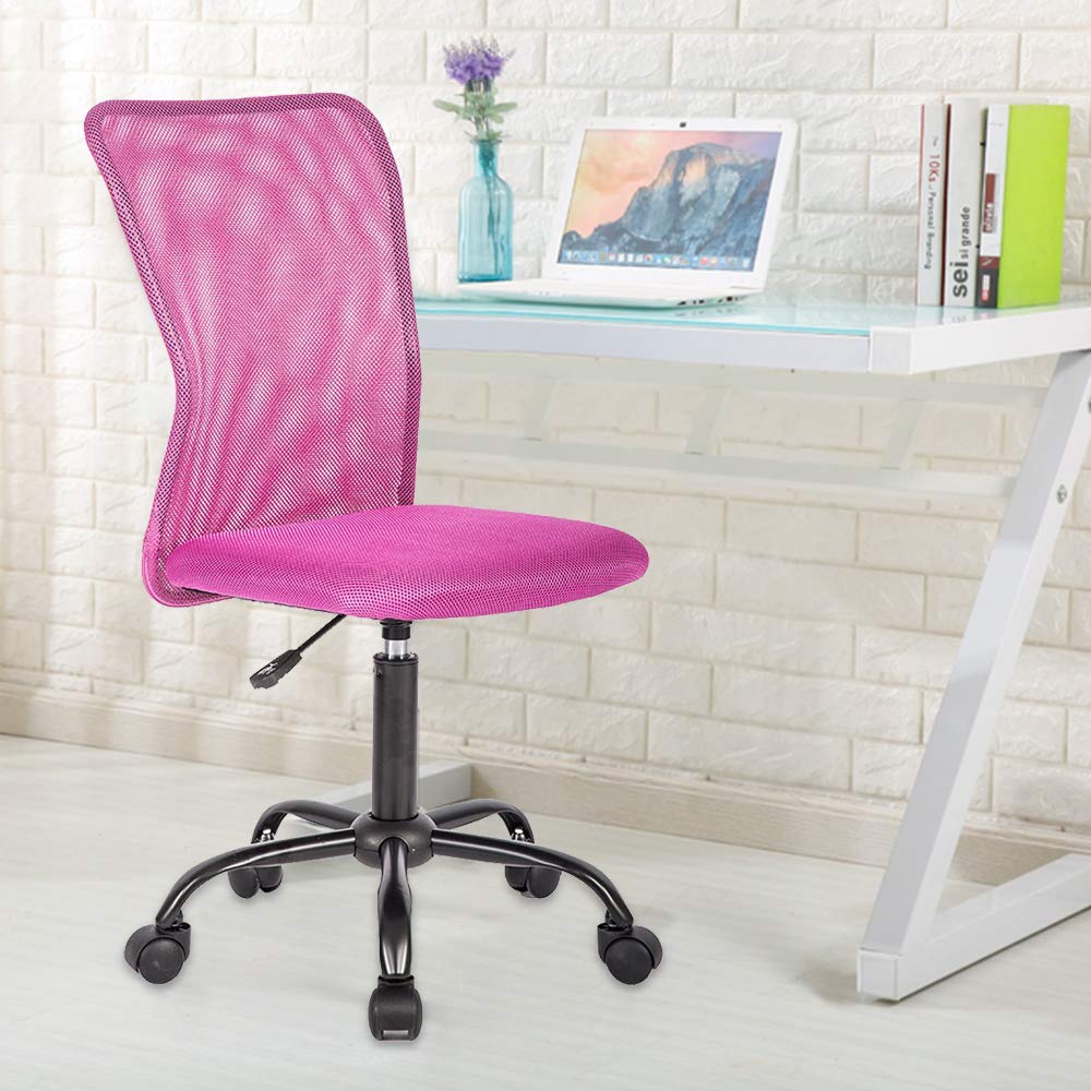 Ergonomic Office Chair with Lumbar Support - Adjustable Mesh Computer Desk Chair with Wheels, Swivel & Mid Back - Modern Executive Rolling Chair for Home Office, Women & Men - Pink (Ideal for Long Hours of Work & Gaming)